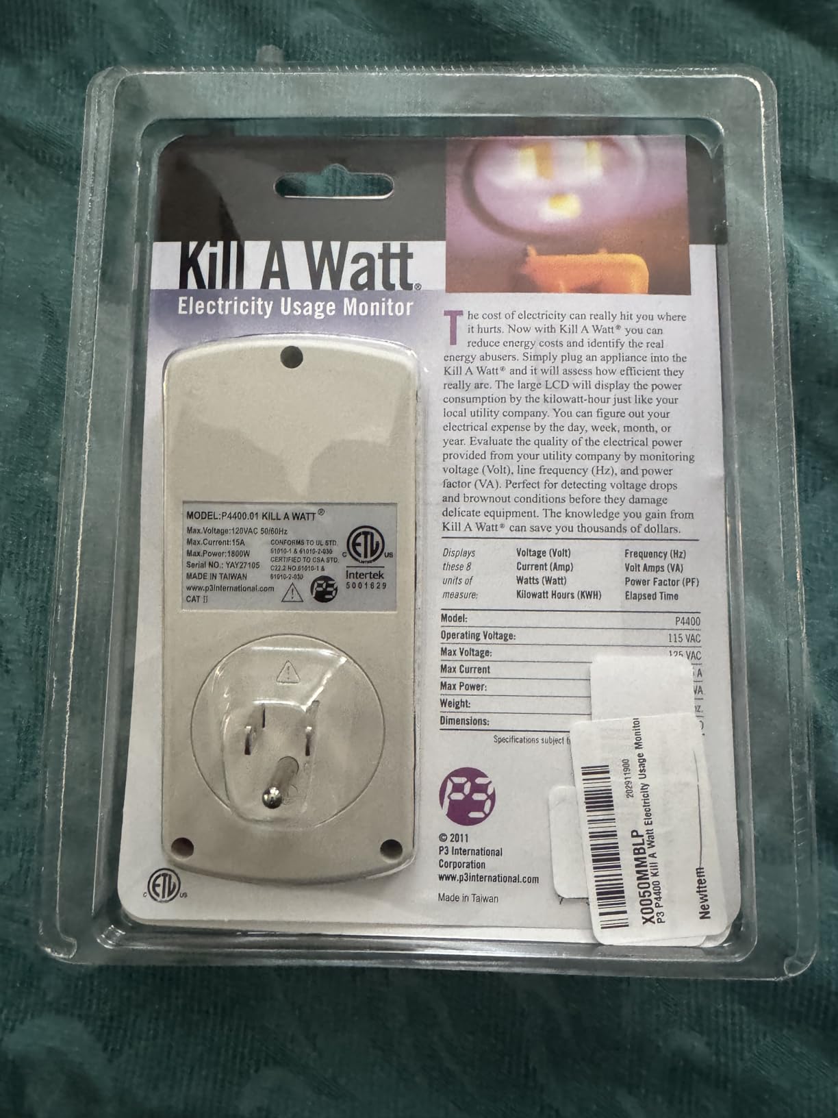 P3 P4400 Kill A Watt Electricity Usage Monitor customer photo 1
