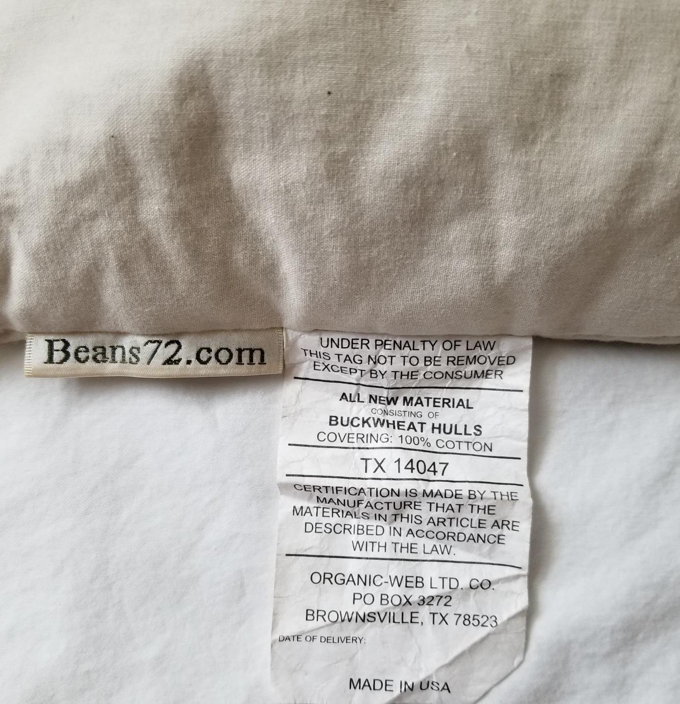 Beans72 Organic Buckwheat Pillow - Japanese Size (14 inches x 20 inches) Made in USA customer photo 1
