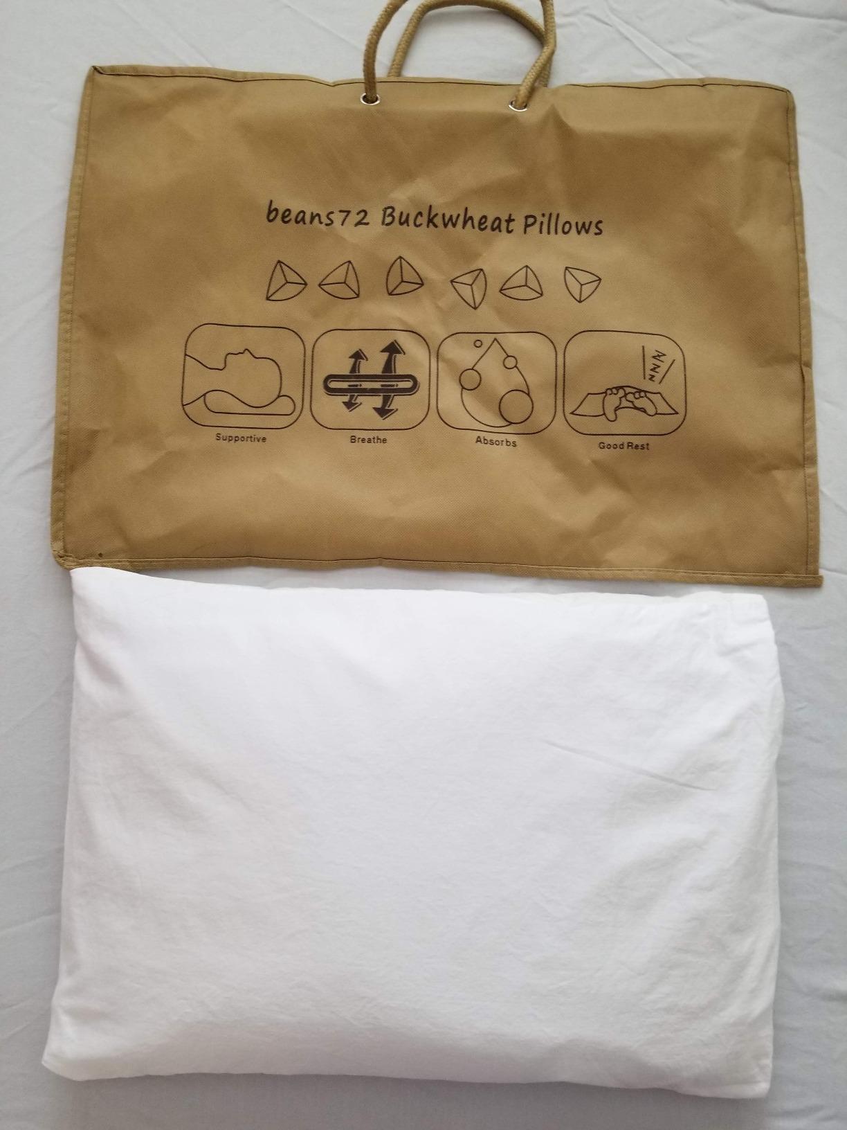 Beans72 Organic Buckwheat Pillow - Japanese Size (14 inches x 20 inches) Made in USA customer photo 2