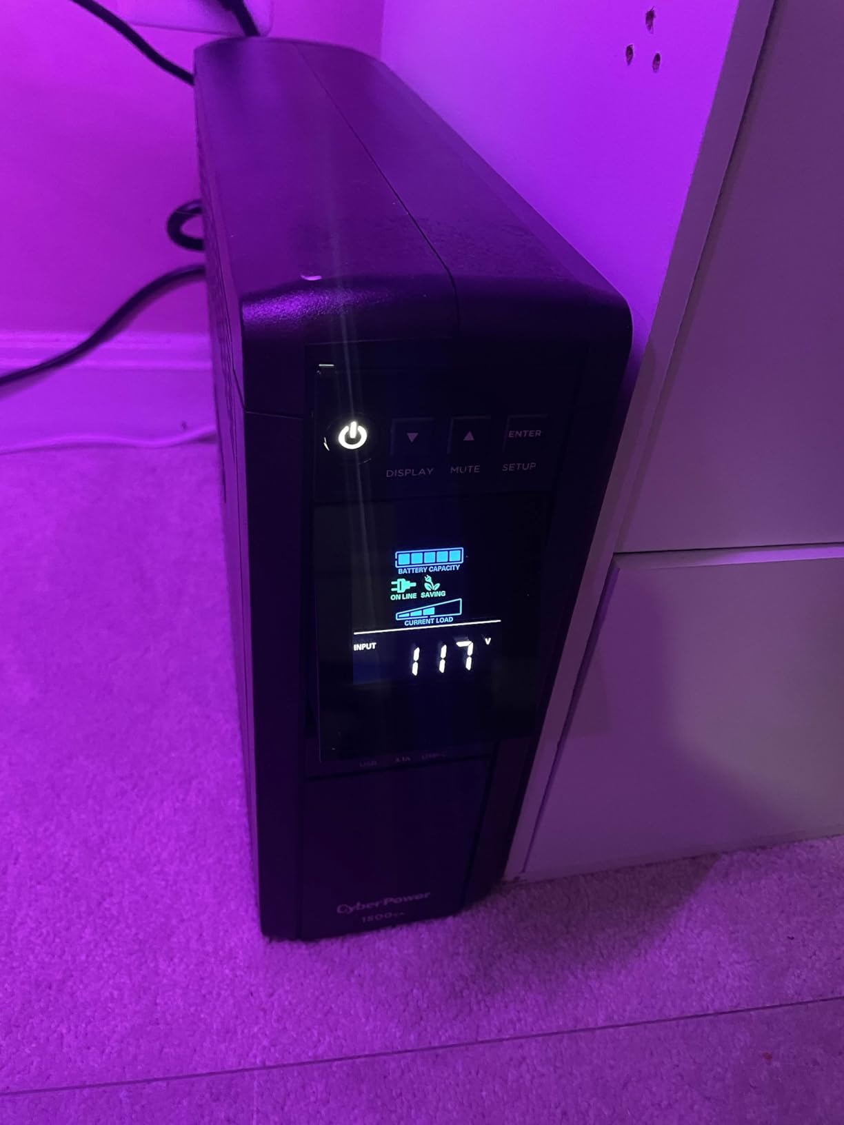 CyberPower CP1500PFCLCD PFC Sinewave UPS Battery Backup and Surge Protector, 1500VA/1000W, 12 Outlets, AVR, Mini Tower, UL Certified customer photo 2