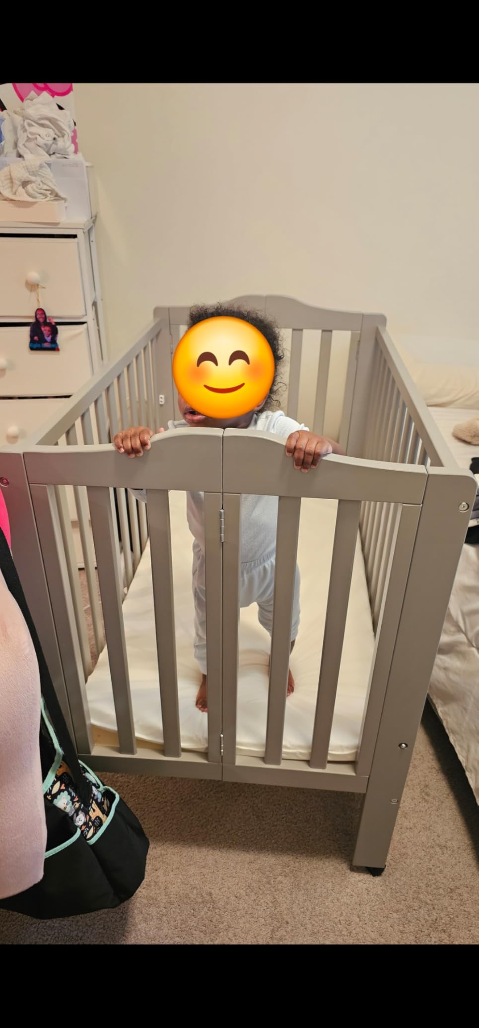 Delta Children Folding Portable Mini Baby Crib, Natural customer photo 2