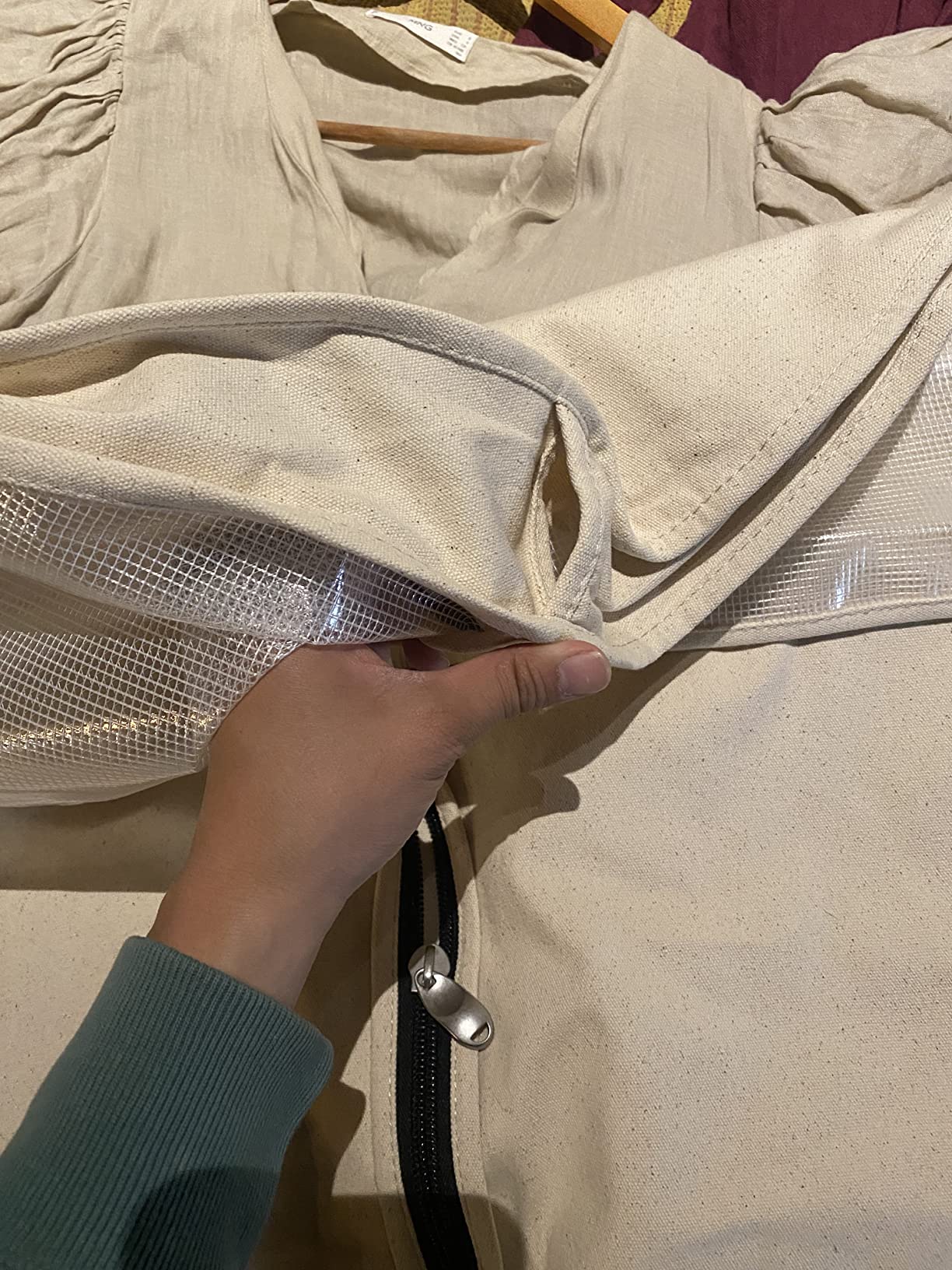 Household Essentials 3392-1 Cedarline Collection Hanging Garment Bag | Dress and Suit Protector | Natural Cotton Canvas, Off-White customer photo 1