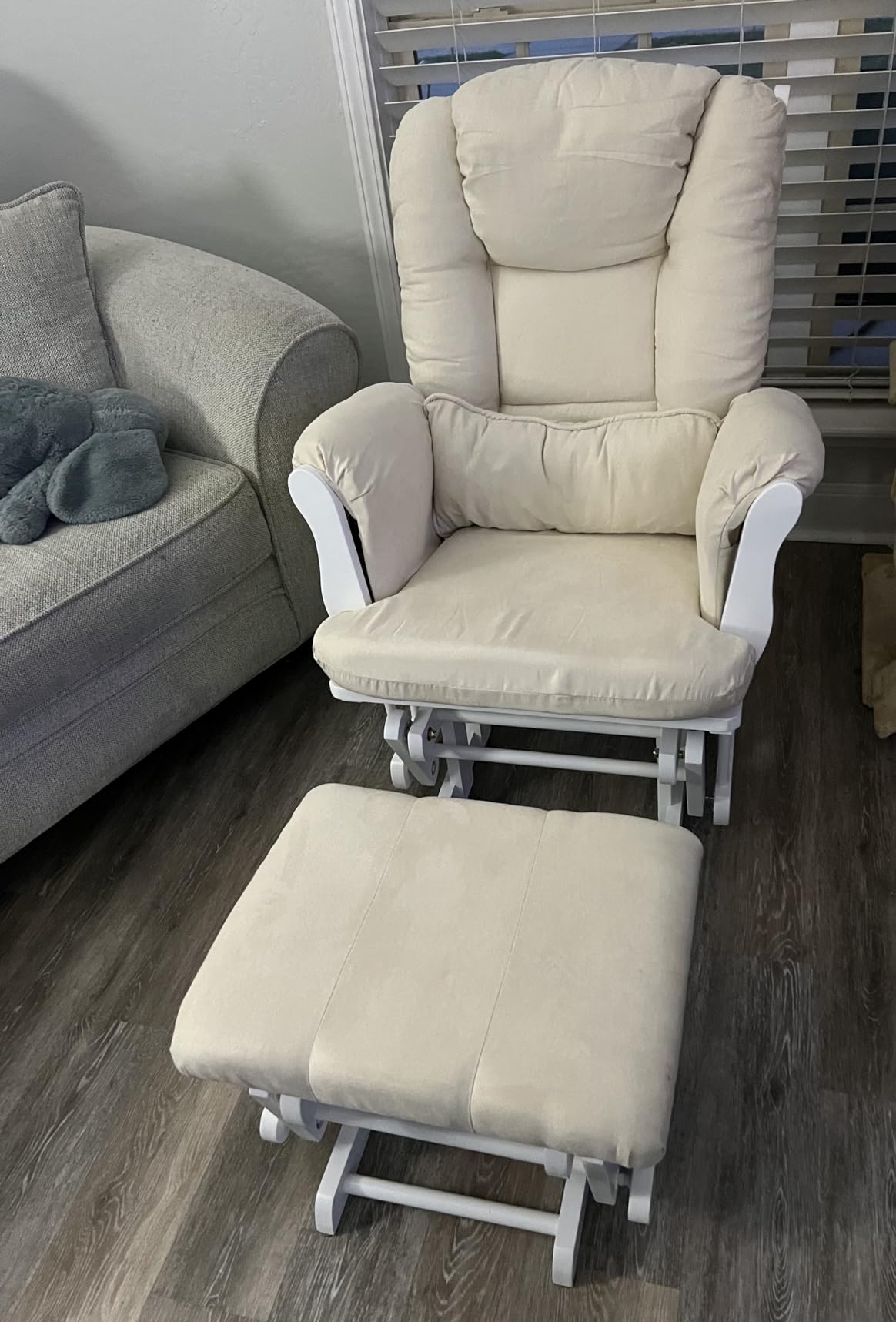 Storkcraft Tuscany Glider with Ottoman (Black/Gray) - GREENGUARD Gold Certified, Bonus Lumbar Cushion Included, Solid Wood Base, Smooth Motion, Award-Winning Nursery Rocking Chair customer photo 2