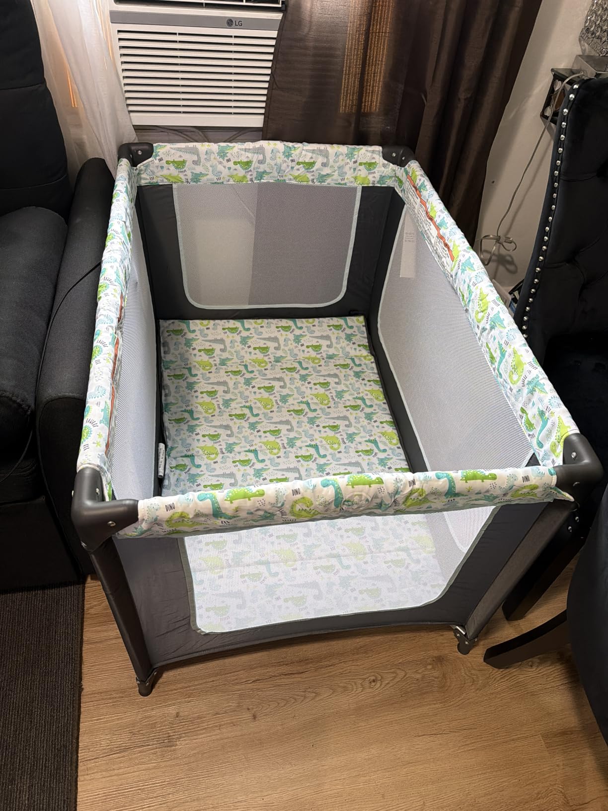 Dream On Me Zodiak Baby Playard, Breathable Mesh Sides, Soft Comfortable Mattress, Quick & Easy to Fold with Travel Carry Bag, Compact Space Saving Design - Beige customer photo 1