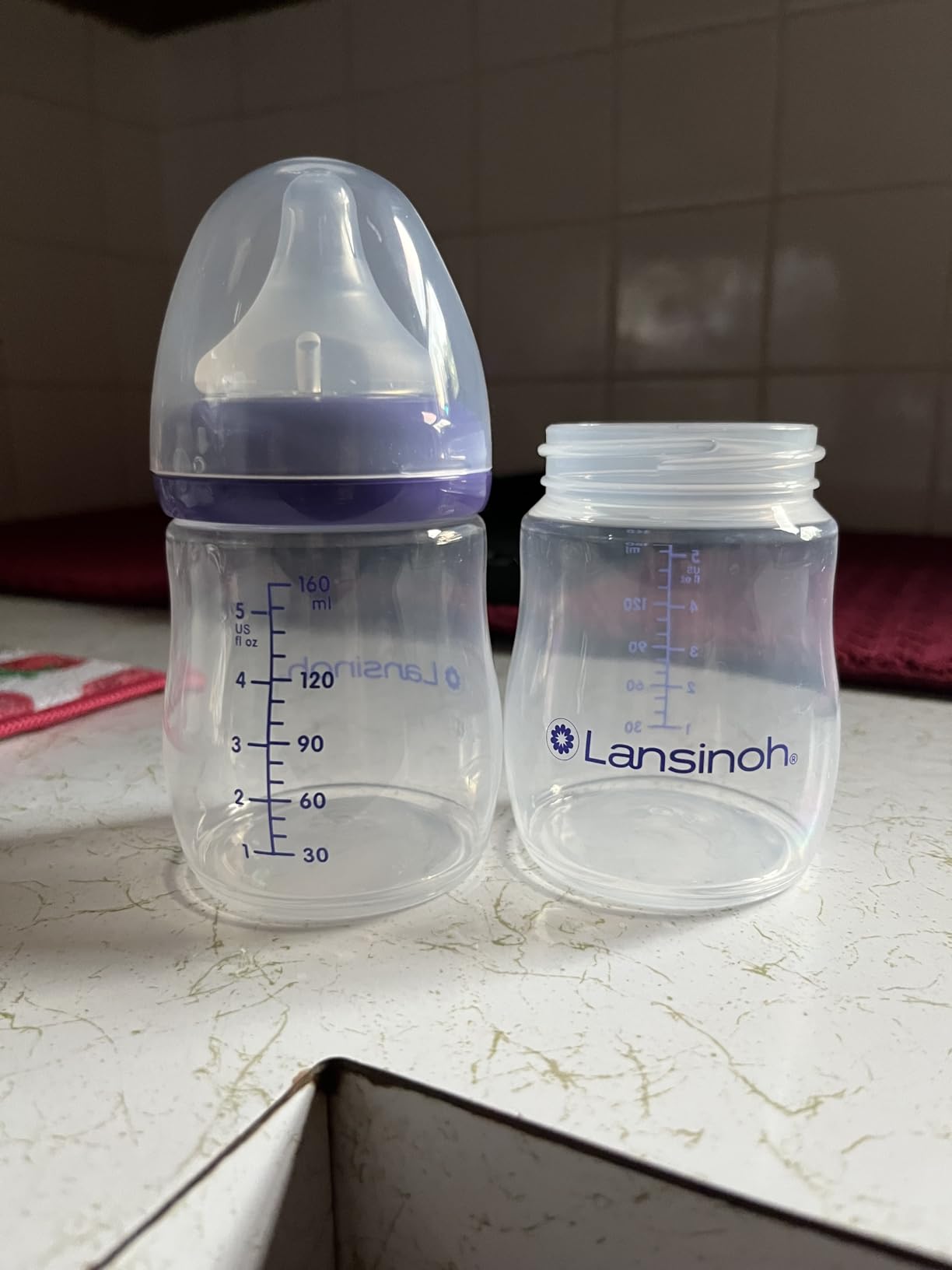 Lansinoh Anti-Colic Baby Bottles, BPA-Free Plastic, 5 Ounces, 3 Count, Slow Flow Nipples (Size S), Breastfeeding Bottle with NaturalWave Design, Baby Essentials customer photo 2