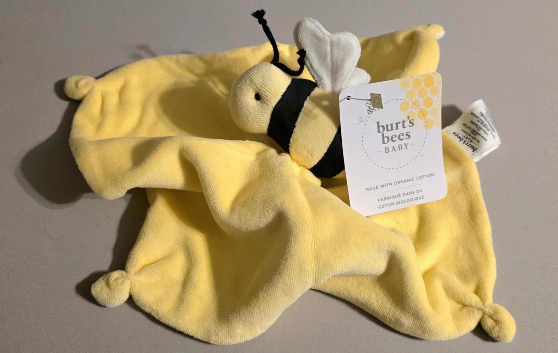 Burt's Bees Baby Baby Plush Toy Lovey, Hold Me Bee Stuffed Security Blanket, Infants Comfort Object, Made with Organic Velour Shell with Polyester, Sunshine Color, Size 12x12x3 Inches customer photo 1