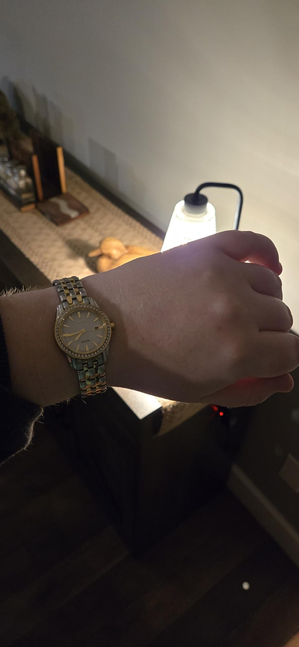 Women's Eco-Drive Dress Classic Crystal Watch in Two-Tone Stainless Steel, Silver Dial, 28mm (Model: EW1908-59A) customer photo 2