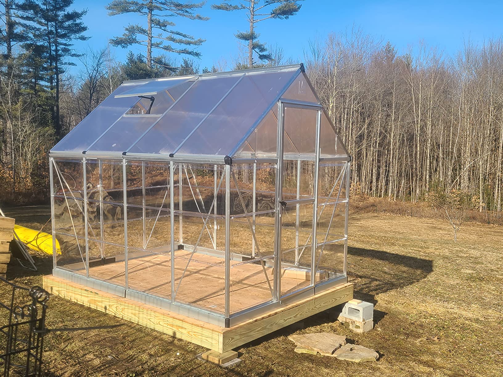 Palram - Canopia 6x10 Greenhouse for Outdoors, Walk-In UV Polycarbonate Panels Heavy Duty Aluminum Frame, Lockable Door, Adjustable Roof Vent, Rain Gutters, Galvanized Steel Base, Hybrid (Silver) customer photo 2