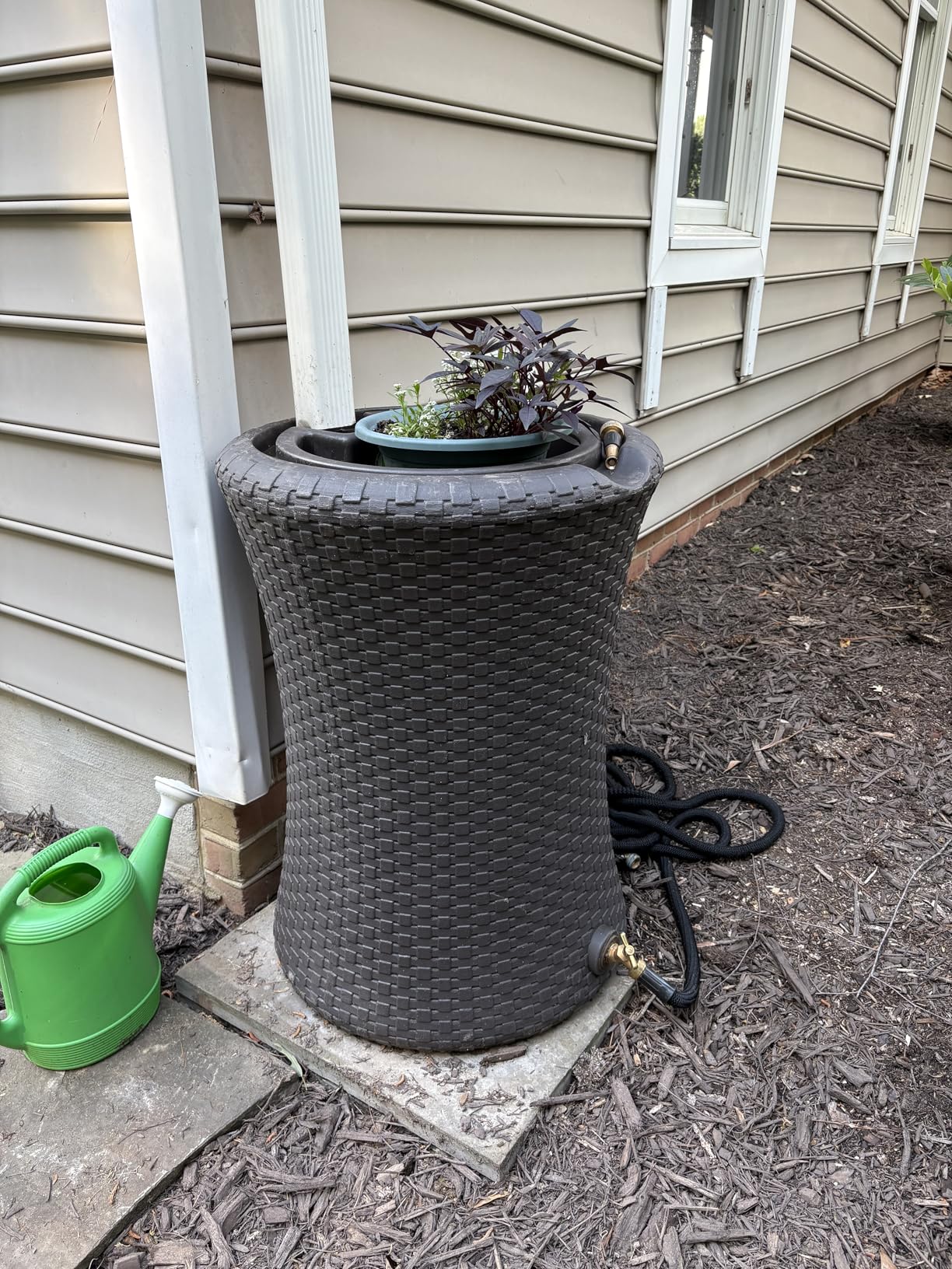 Good Ideas Impressions 50 Gallon Nantucket Outdoor Home Rain Barrel Water Storage Collector with Garden Planter and Brass Spigot, Dark Brown customer photo 2