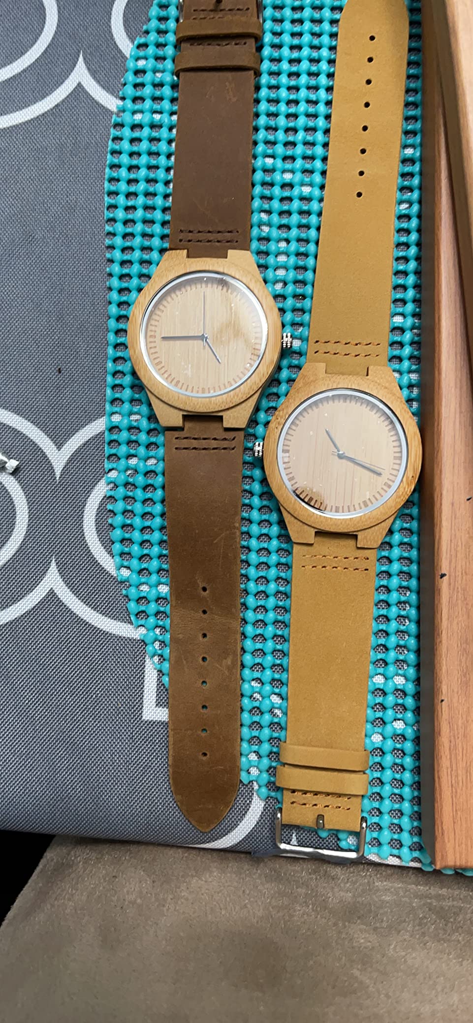 Mens Wooden Watches Brown Cowhide Leather Strap Casual Watch for Groomsmen Gift with Box customer photo 2