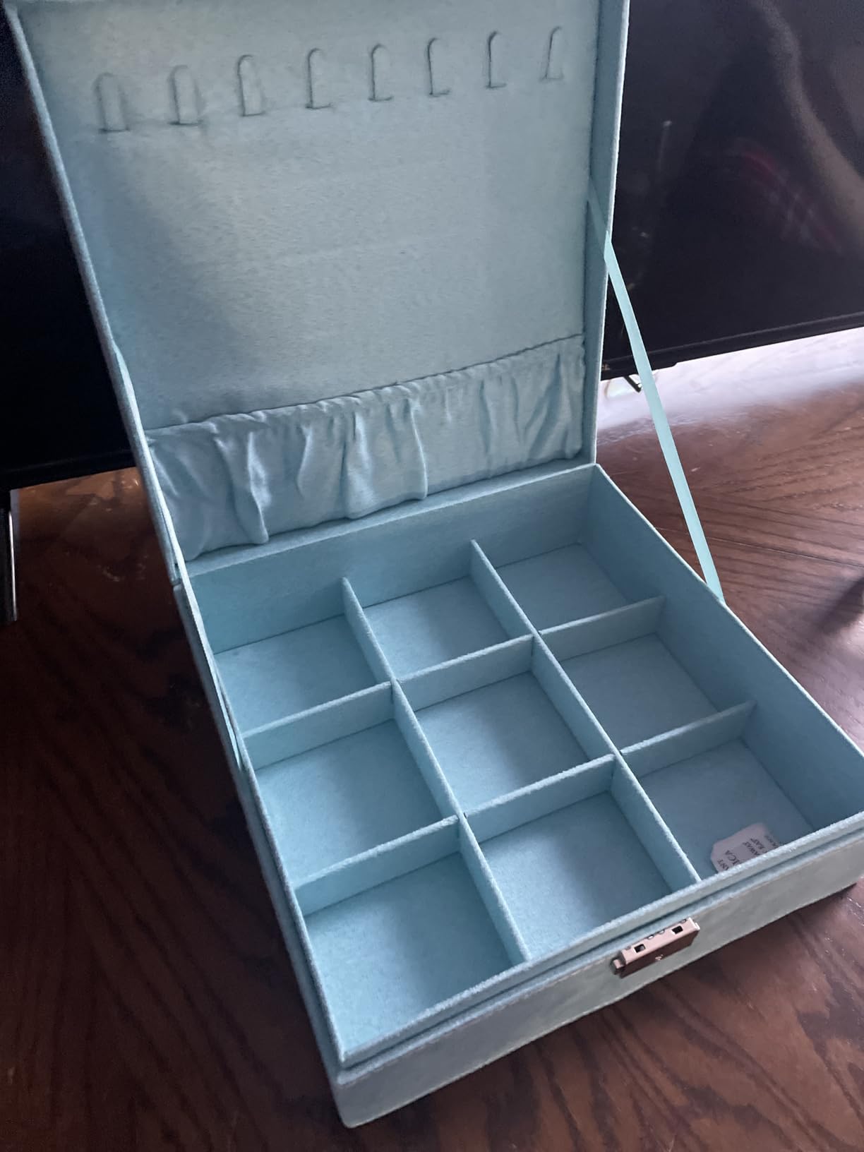 Two-Layer lint Jewelry Box Organizer Display Storage case with Lock (Blue) customer photo 2