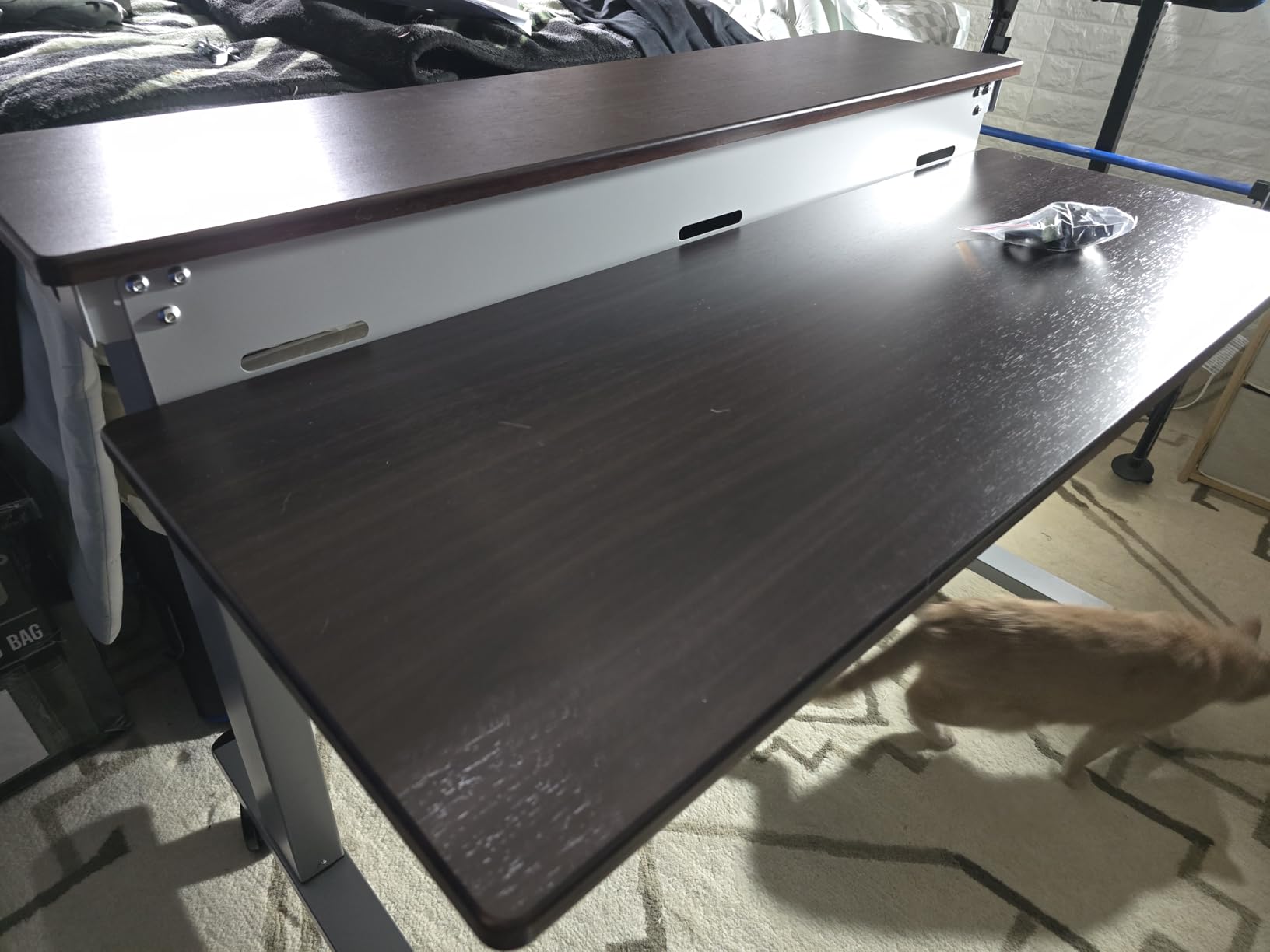 S STAND UP DESK STORE Crank Adjustable 2-Tier Standing Desk with Heavy Duty Steel Frame (Black Frame/Teak Top, 60 inch Wide) customer photo 2