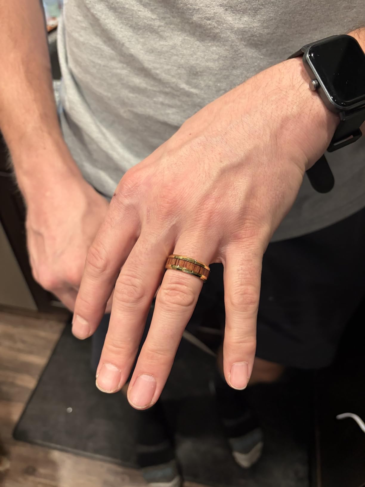 Nature Koa Wood Inlay Tungsten Carbide Wedding Ring 8mm Silver/Black/Gold/Green/Rose Gold/Blue Wedding Band for Men High Polished Anniversary Rings Comfort Fit Size 6-15 customer photo 2