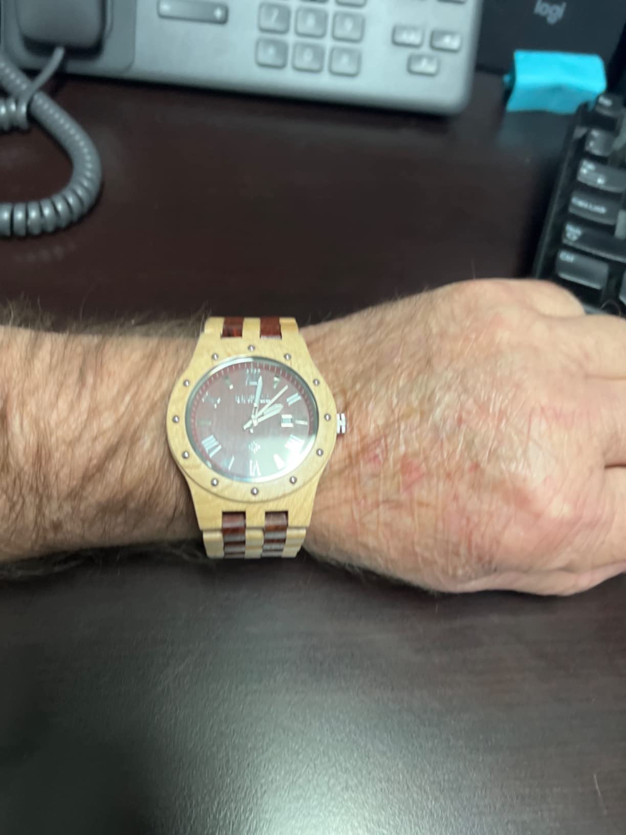 BEWELL Men's Wooden Watches Handmade Date Display Analog Quartz Luminous Wristwatch customer photo 1