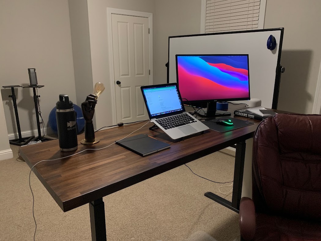 VIVO Black Manual Height Adjustable Stand Up Desk Frame with Hand Crank System, Ergonomic Standing 2 Leg Workstation, DESK-V101M customer photo 1