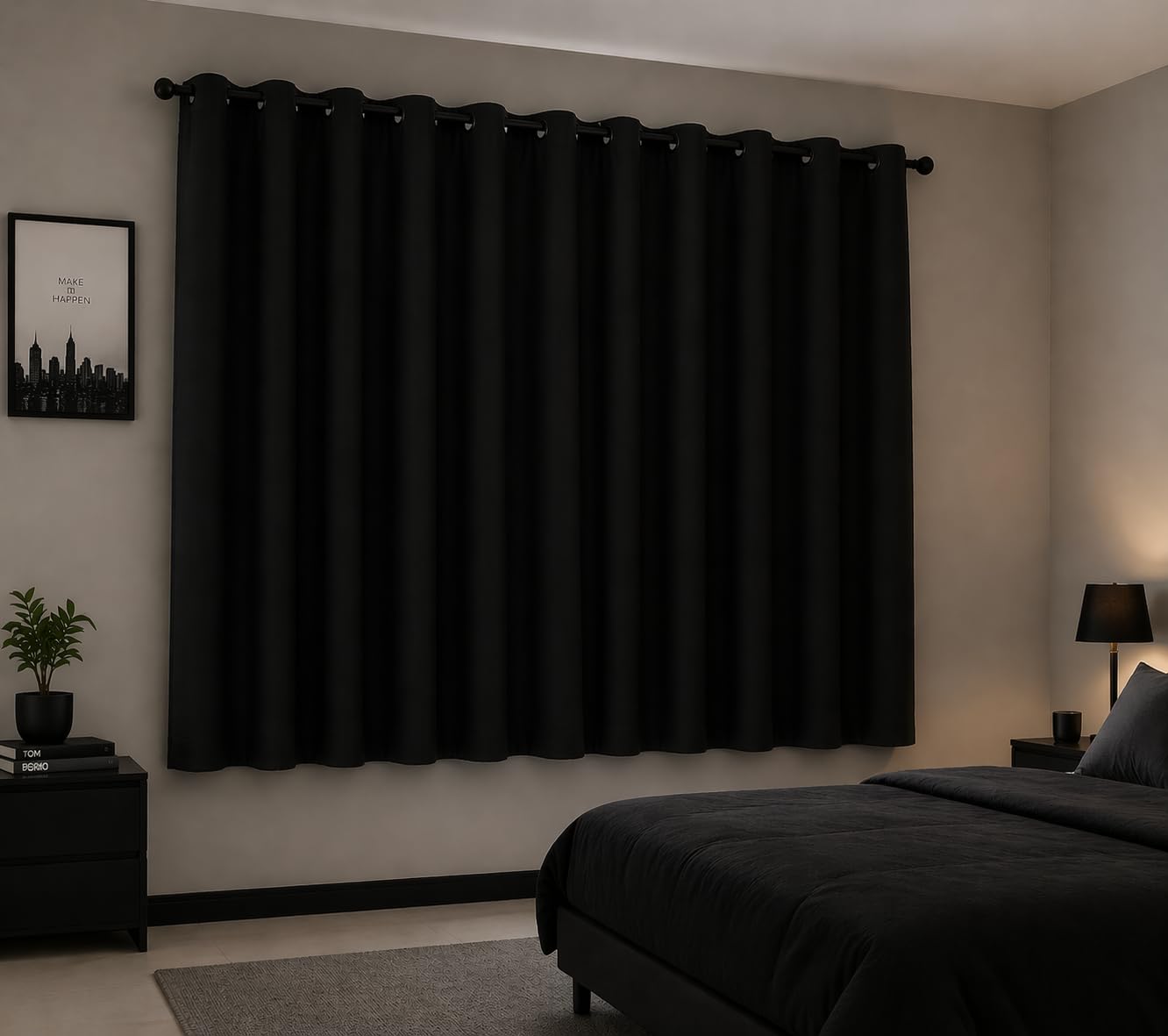 BGment Black Blackout Curtains for Bedroom 63 Inches Long, Black Out Room Darkening Light Blocking Thermal Insulated Grommet Window Drapes for Summer Heat, Each Panel 42 Inch Wide customer photo 1