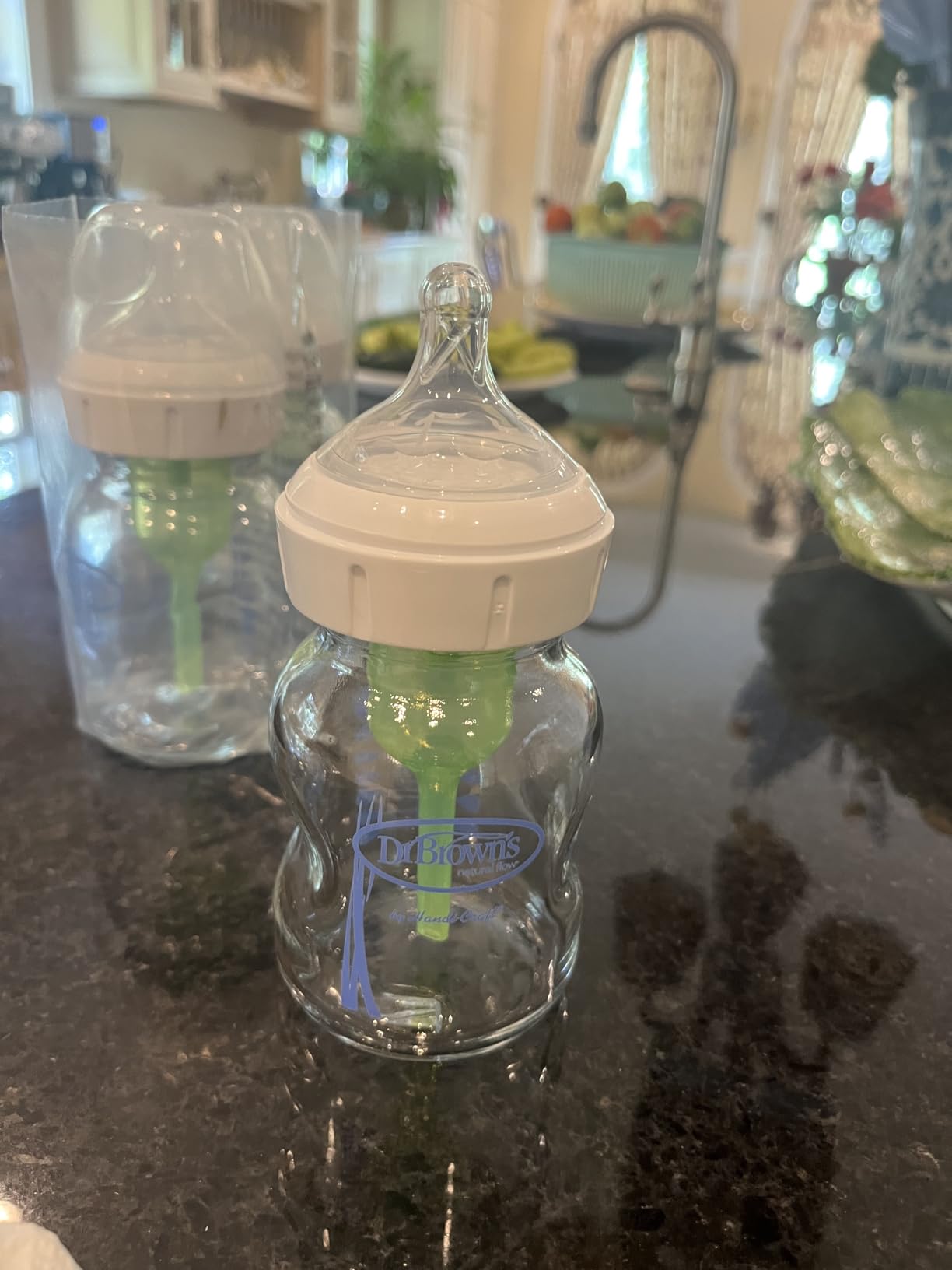 Dr. Brown's Natural Flow Anti-Colic Options+ Wide-Neck Glass Baby Bottles 5 oz/150 mL, with Level 1 Slow Flow Nipple, 3 Pack, 0m+ customer photo 2