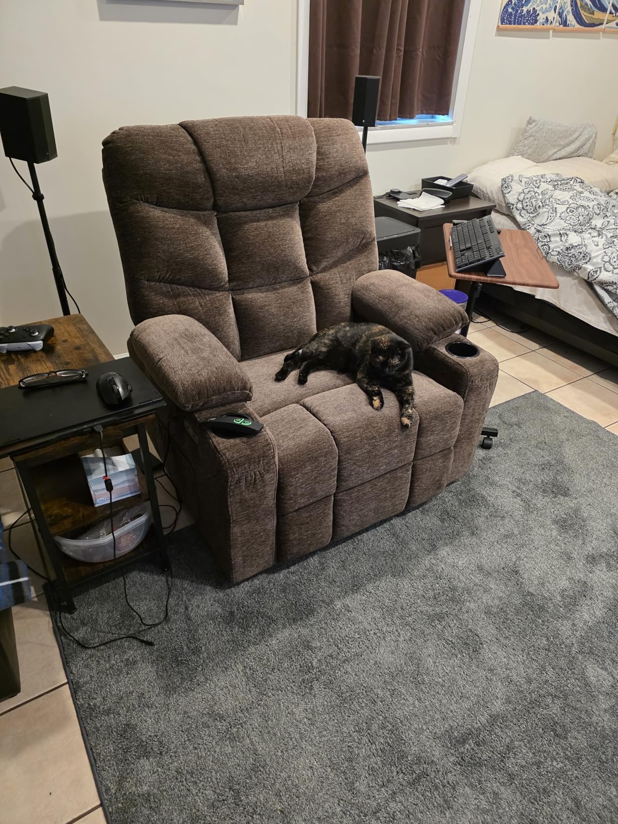 MCombo Power Lift Recliner Chair with Extended Footrest for Elderly People, Fabric 7287/7087 - Brown Medium customer photo 1