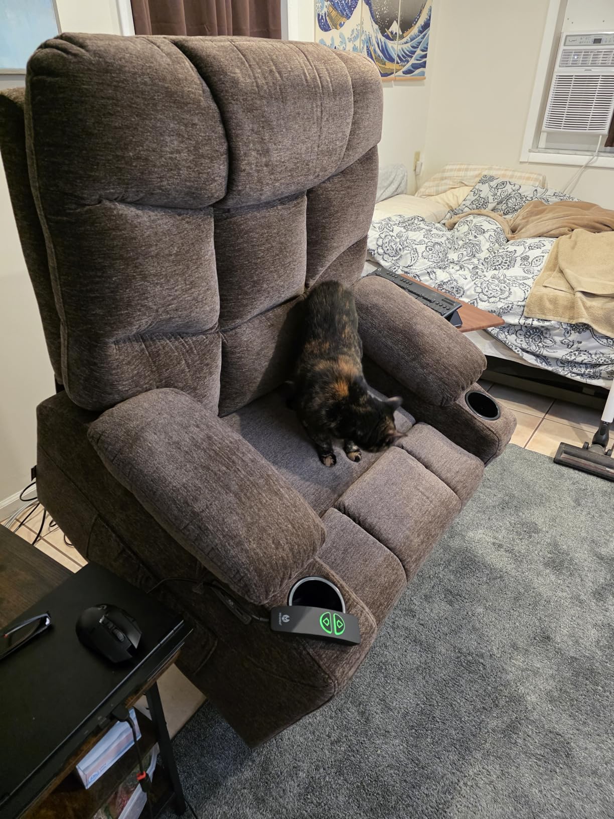 MCombo Power Lift Recliner Chair with Extended Footrest for Elderly People, Fabric 7287/7087 - Brown Medium customer photo 2