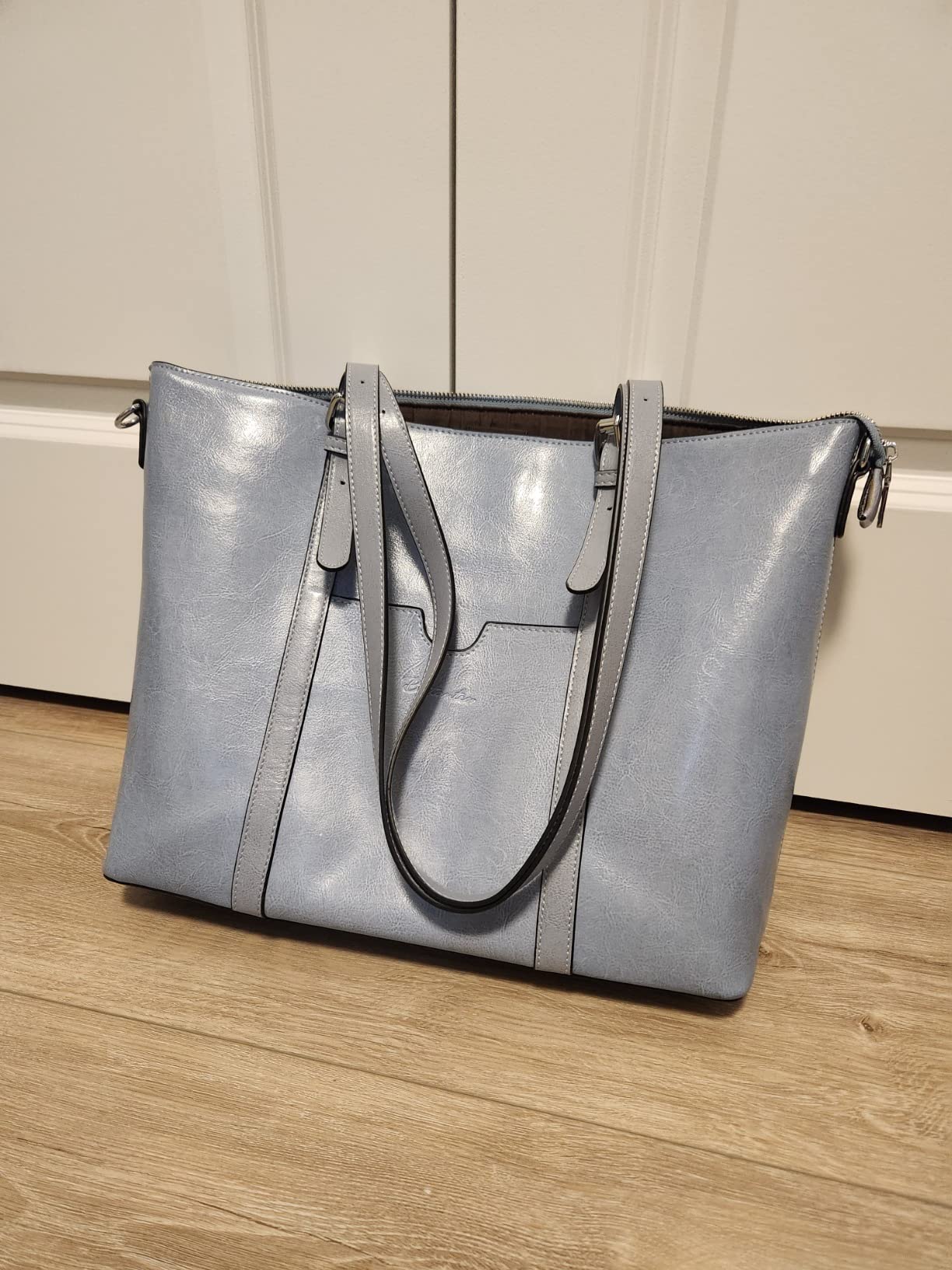 BOSTANTEN Leather Laptop Bag Work Tote for Women Shoulder Handbag Briefcase 15.6 inch Satchel Computer Bag customer photo 1