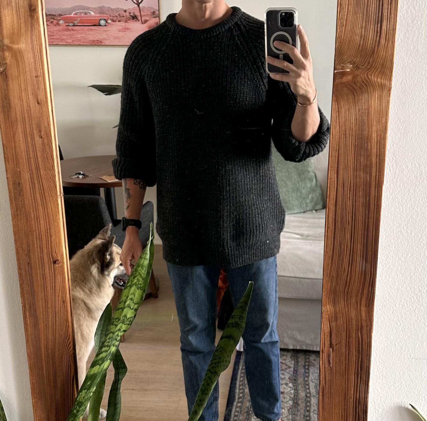 Aran Crafts Men's Fisherman Irish Rib Crew Neck Wool Sweater (100% Pure Wool) customer photo 1