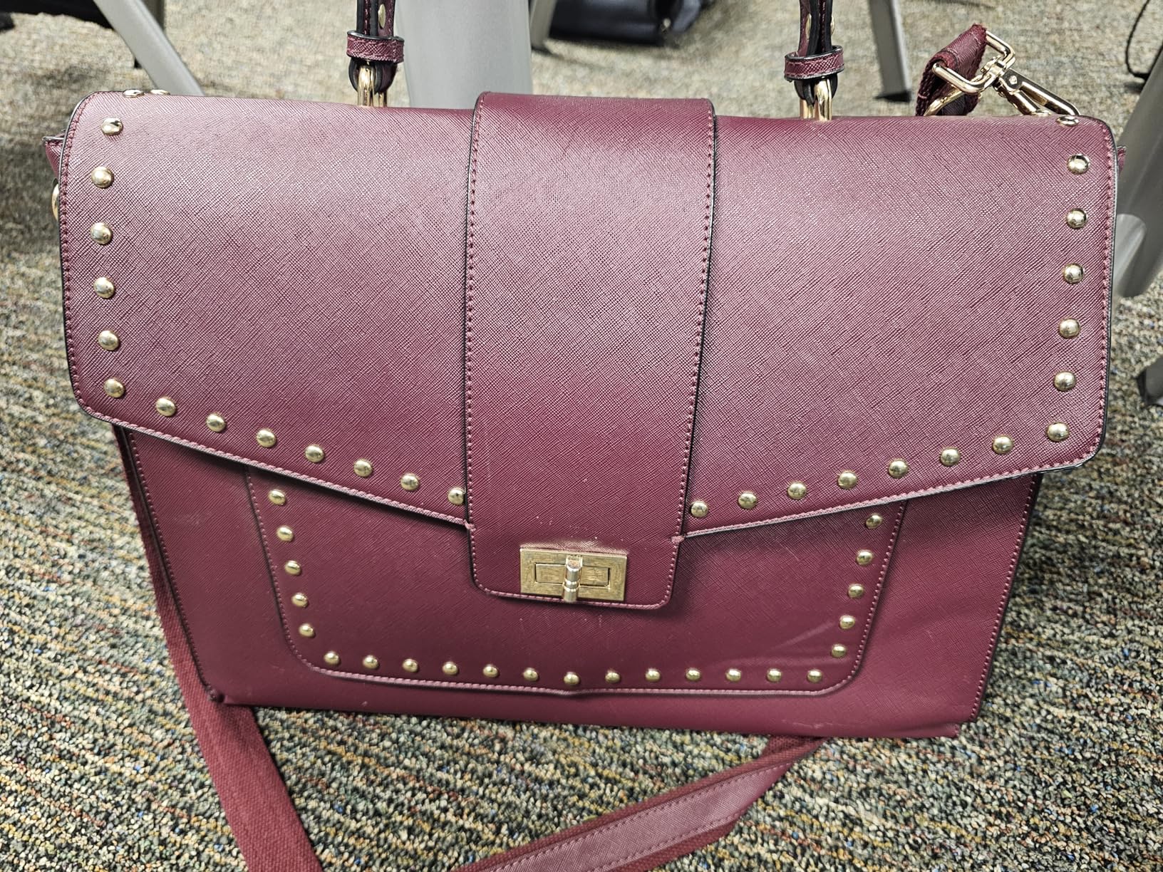 Women's 15.6 Inch Laptop Briefcase, Vintage Purple Saffiano Eco-Leather, 4 Large Compartments, 2 Slip Pockets, 1 Zip-Fastening Pocket customer photo 1