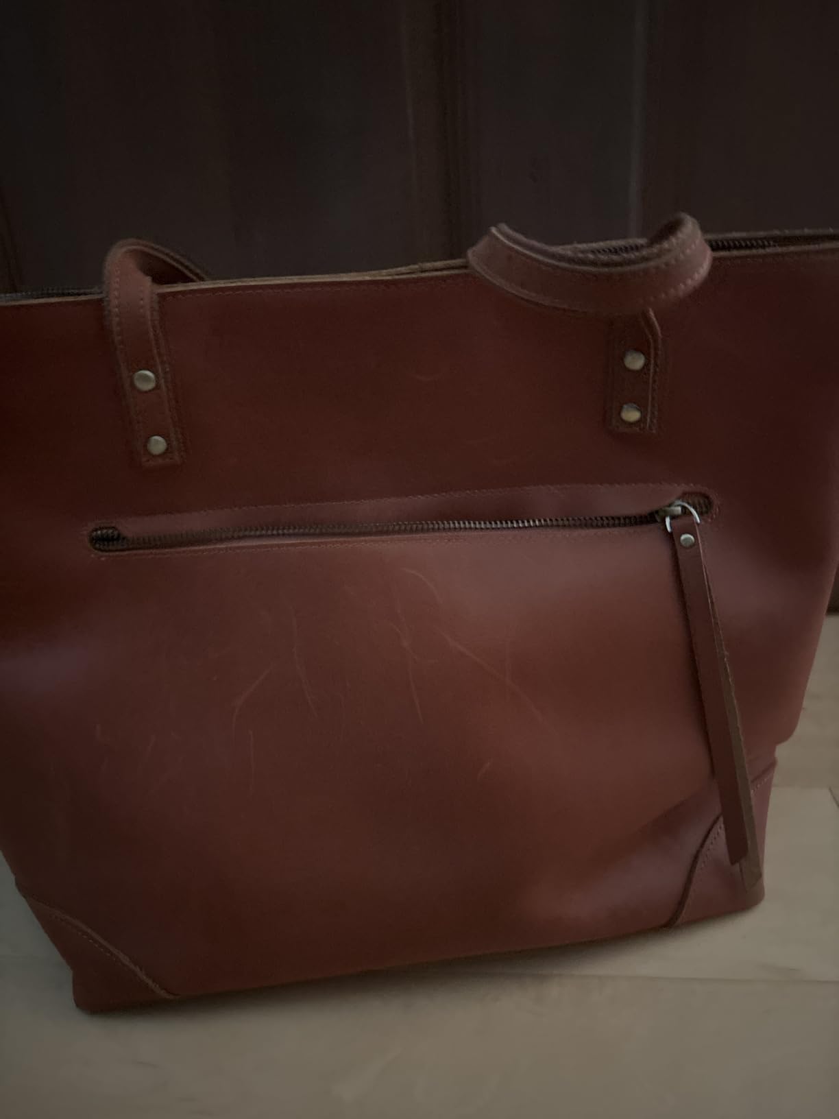 S-ZONE Vintage Genuine Leather Shoulder Bag Work Totes for Women Large customer photo 2
