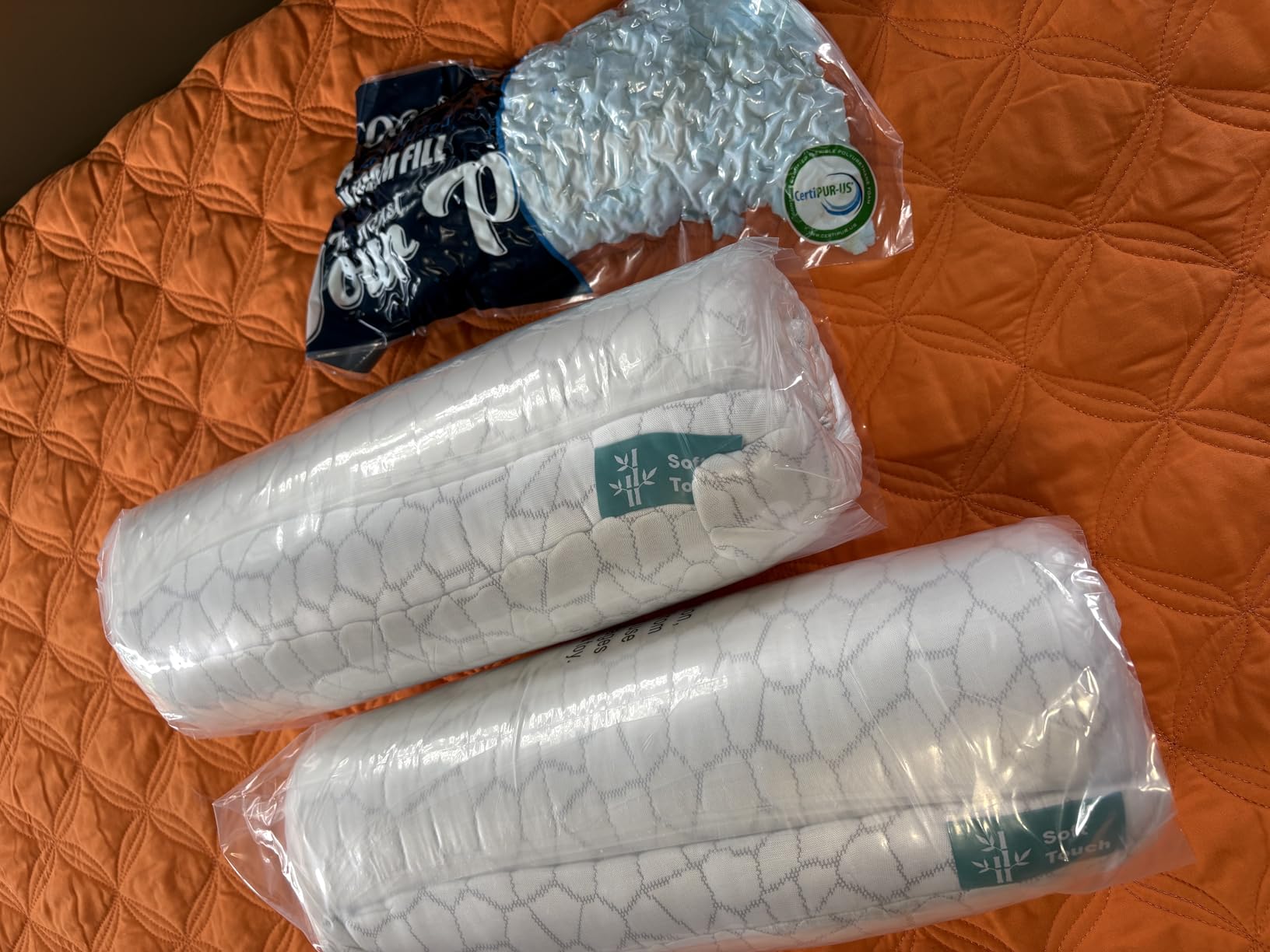 QUTOOL Cooling Pillow for Sleeping, CertiPUR-US Shredded Memory Foam Queen Pillows Set of 2, Cool Pillow for Hot Sleepers Adjustable Firm Pillow for Side, Back, Stomach Sleepers customer photo 2