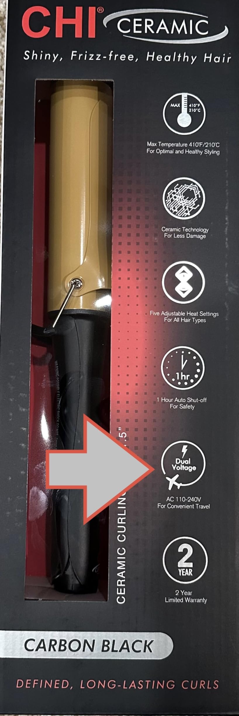 CHI Tourmaline Ceramic Curling Iron, Adjustable Temperature, Professional Tourmaline Hair Curler with Auto Shut-Off for Smooth, Frizz-Free Curls & Waves, 1 Inch Barrel customer photo 1