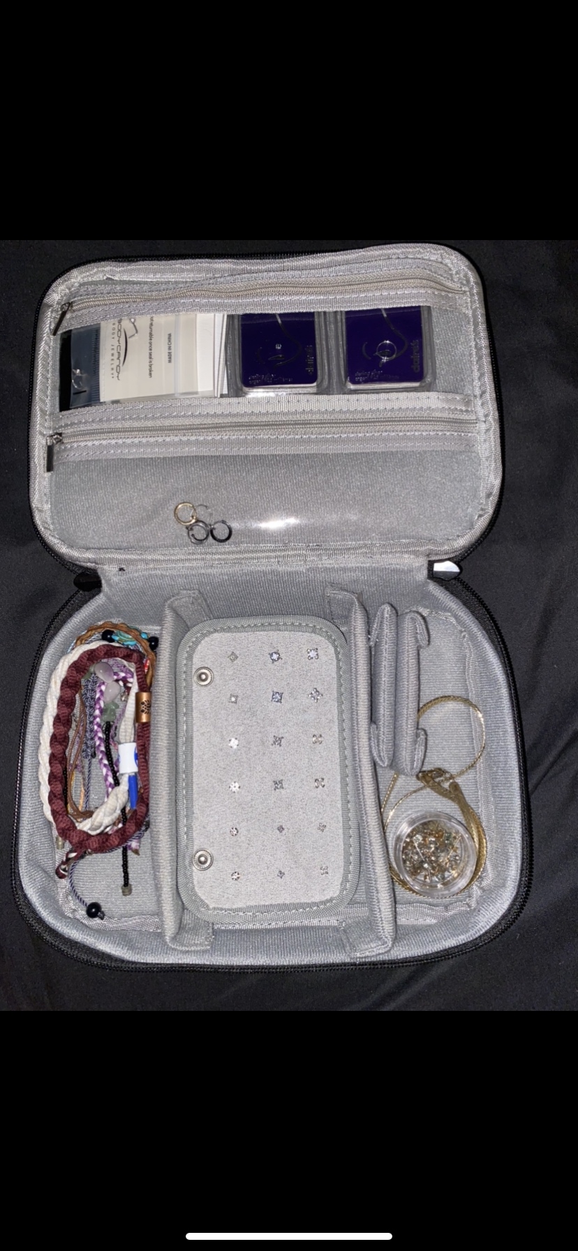 Travel Jewelry Case Organizer Bag, Soft Padded Jewelry Carrying Pouch Portable Storage Holder for Earrings Ring Necklace Bracelet Chain customer photo 1