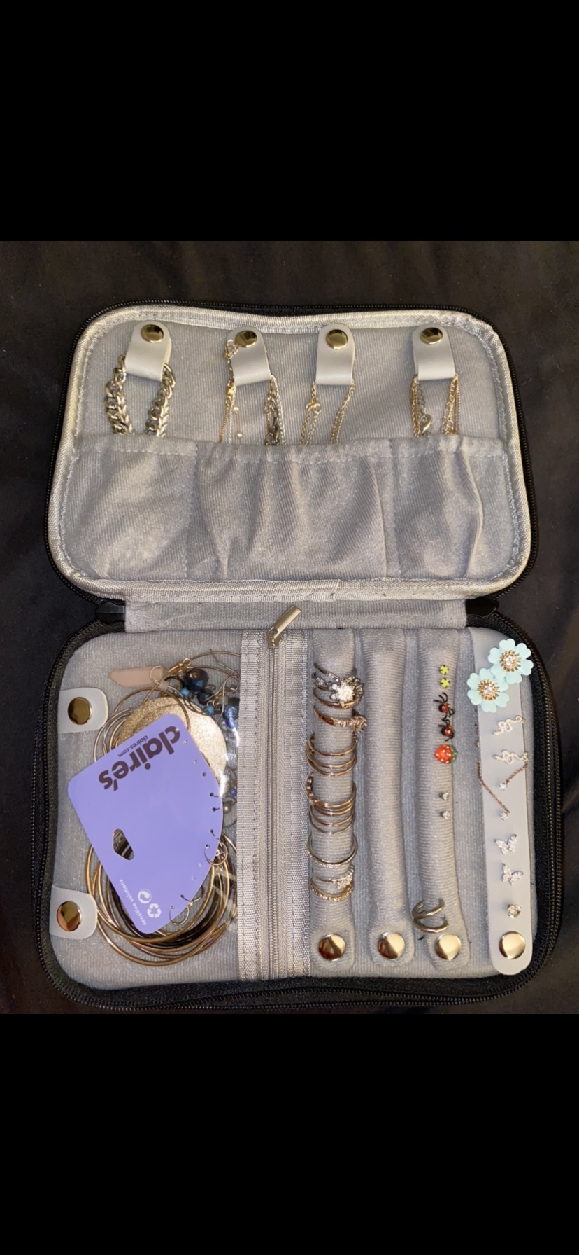Travel Jewelry Case Organizer Bag, Soft Padded Jewelry Carrying Pouch Portable Storage Holder for Earrings Ring Necklace Bracelet Chain customer photo 2