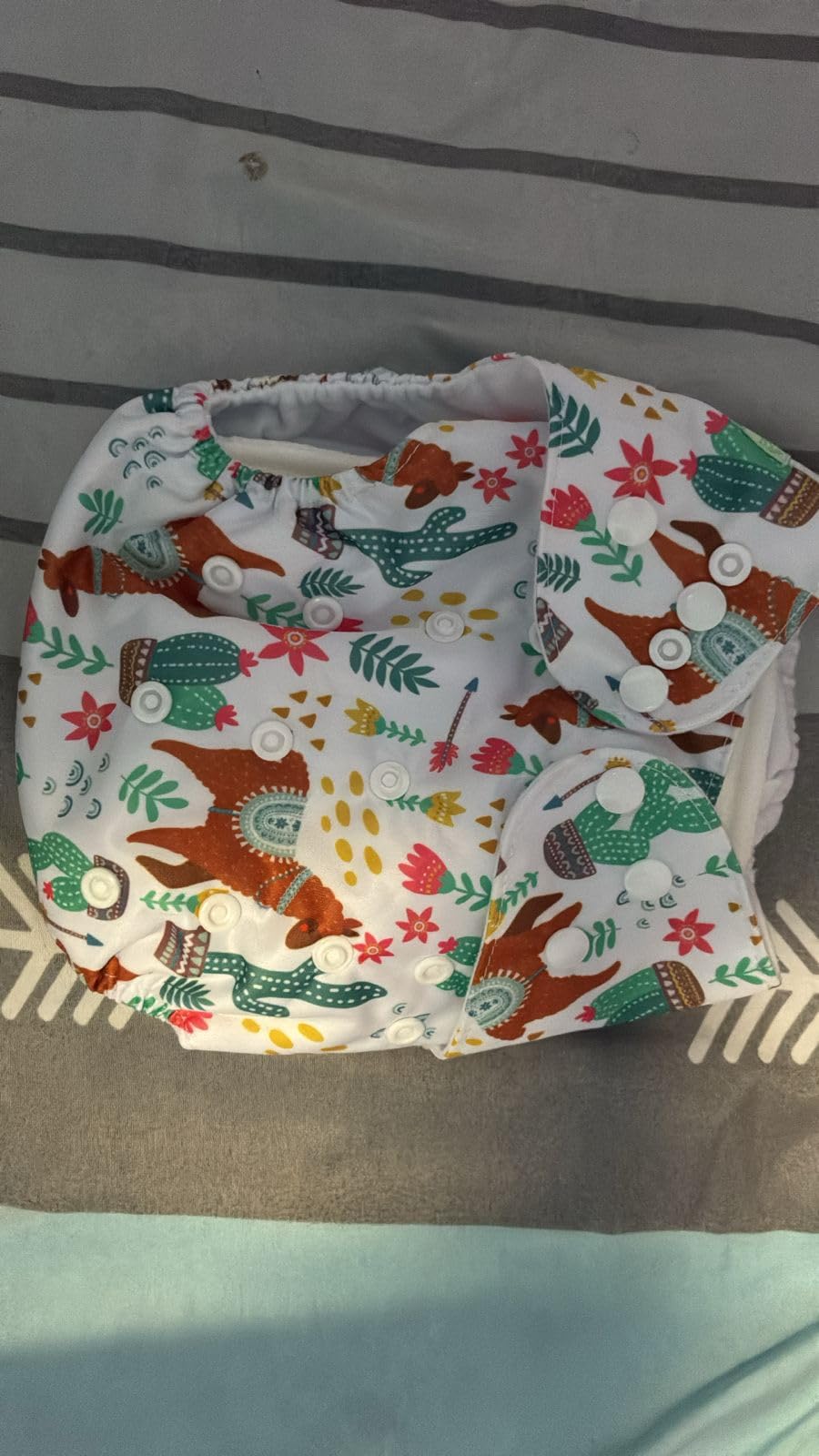 wegreeco Cloth Diapers 6 Pack with 6 Inserts & 1 Wet Bag, Washable Cloth Diapers for Babies, One Size Adjustable Reusable (Flower) customer photo 2