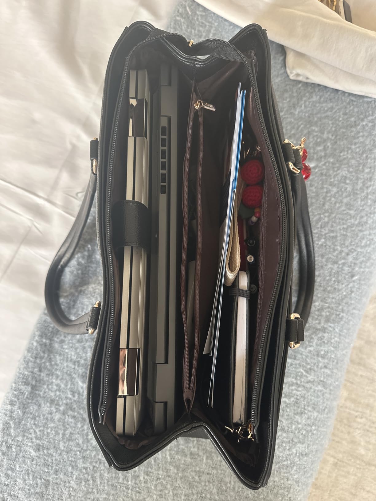 LOVEVOOK Laptop Tote Bag for Women 15.6 Inch Waterproof Leather Computer Bags Business Office Work Briefcase Black customer photo 1