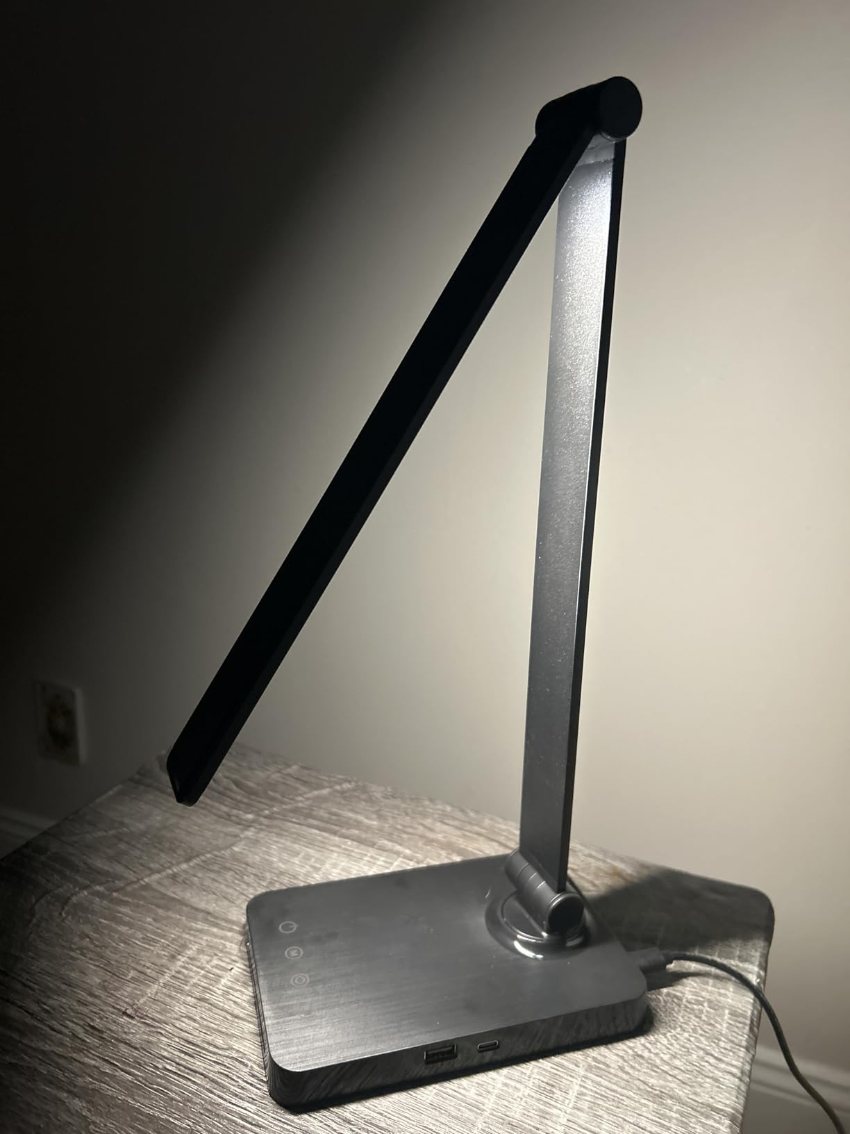 LED Desk Lamp with USB Ports, Touch Desk Lamps for Home Office with 5 Color Modes, 3 Brightness Desk Light with Small Night Light, Reading Lamp Table Lamp for Bedroom Bedside Study Black (with adapter) customer photo 1