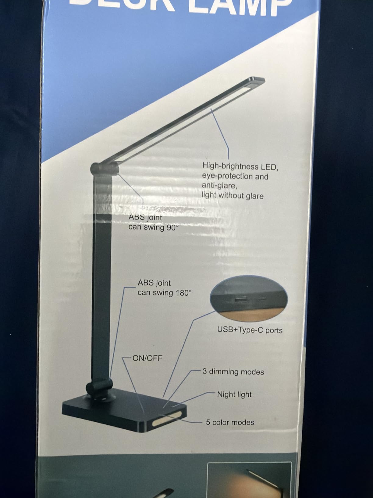 LED Desk Lamp with USB Ports, Touch Desk Lamps for Home Office with 5 Color Modes, 3 Brightness Desk Light with Small Night Light, Reading Lamp Table Lamp for Bedroom Bedside Study Black (with adapter) customer photo 2