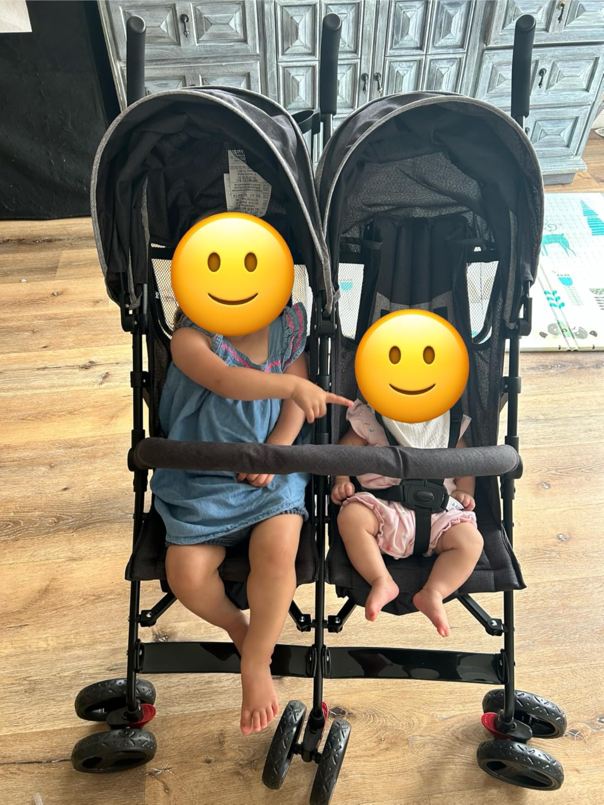 Dream On Me Volgo Twin Baby Stroller, Lightweight Side-by-Side Double Umbrella Stroller, Black customer photo 2