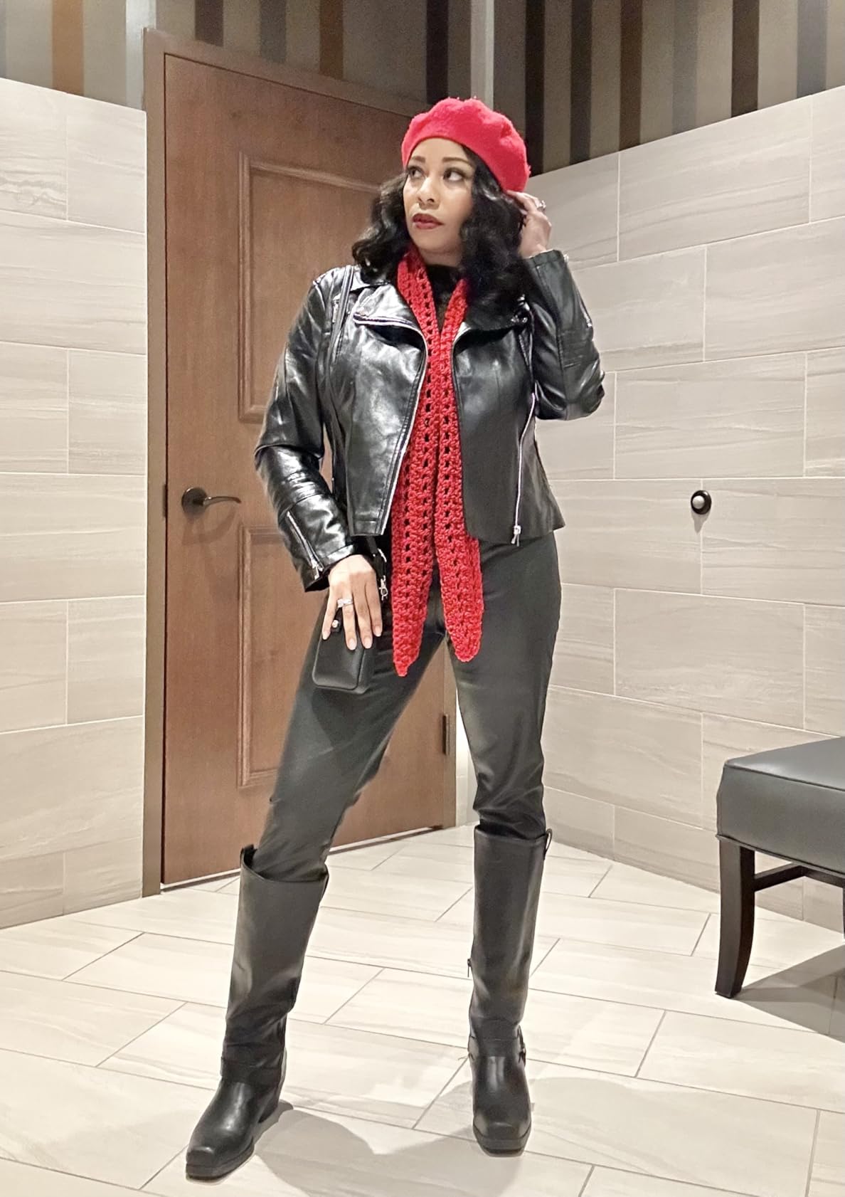 Faux Leather Jacket for Women, Vegan Jackets Moto Biker Motocycle Coat customer photo 2
