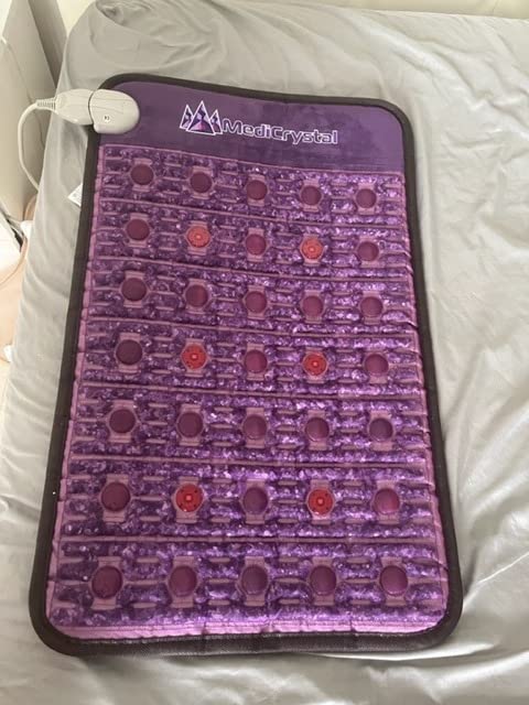 MediCrystal Far Infrared Amethyst Mat - Natural Agates + Photon Red Lights - FDA Registered Manufacturer - Negative Ion - FIR Heating Pad (Single 75