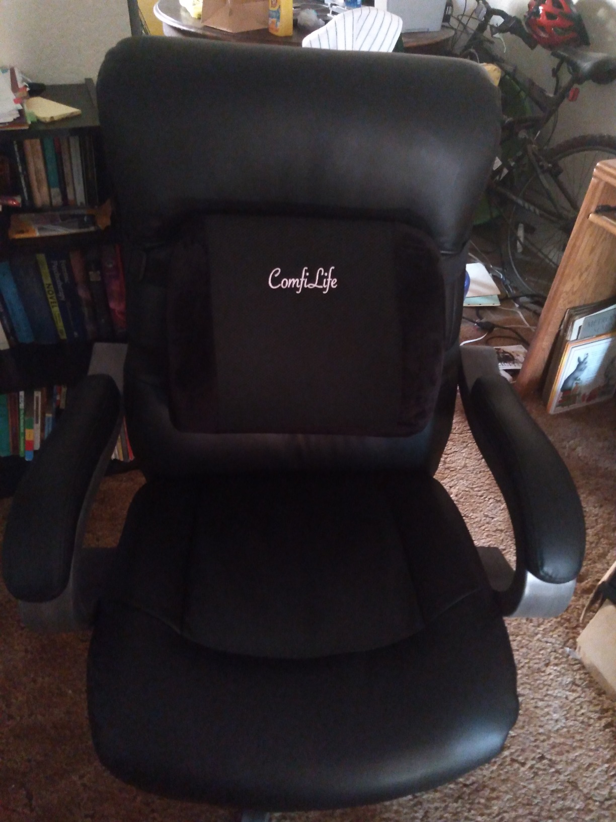 ComfiLife Lumbar Support Back Pillow Office Chair and Car Seat Cushion - Memory Foam with Adjustable Strap and Breathable 3D Mesh (Black) customer photo 2