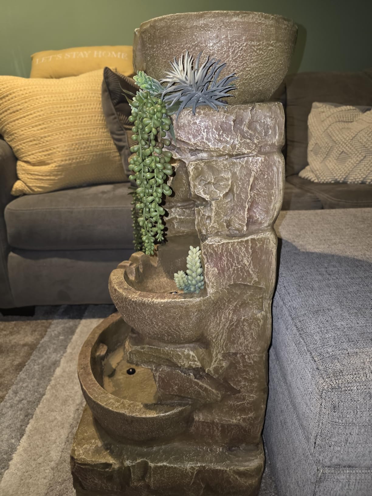 Teamson Home 28 in. Cascading Bowls and Stacked Stones LED Outdoor Water Fountain for Outdoor Living Spaces to Create a Calming Oasis in Gardens and Landscaping, on Patios, Balconies, Lawns, Brown customer photo 2