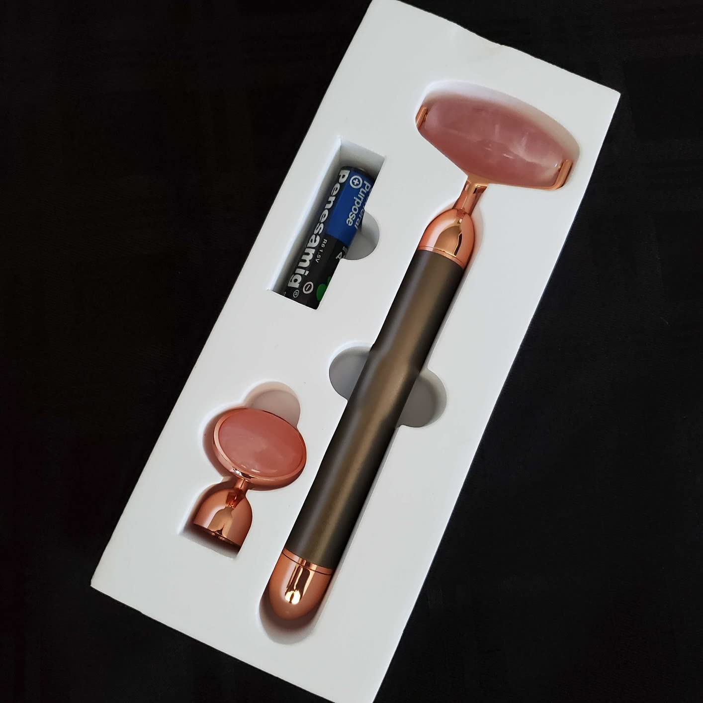 ForPro Professional Collection Electric Face Roller & Eye Massager, 2 in 1 Vibrating Skin Care Tool, Rose Quartz customer photo 2