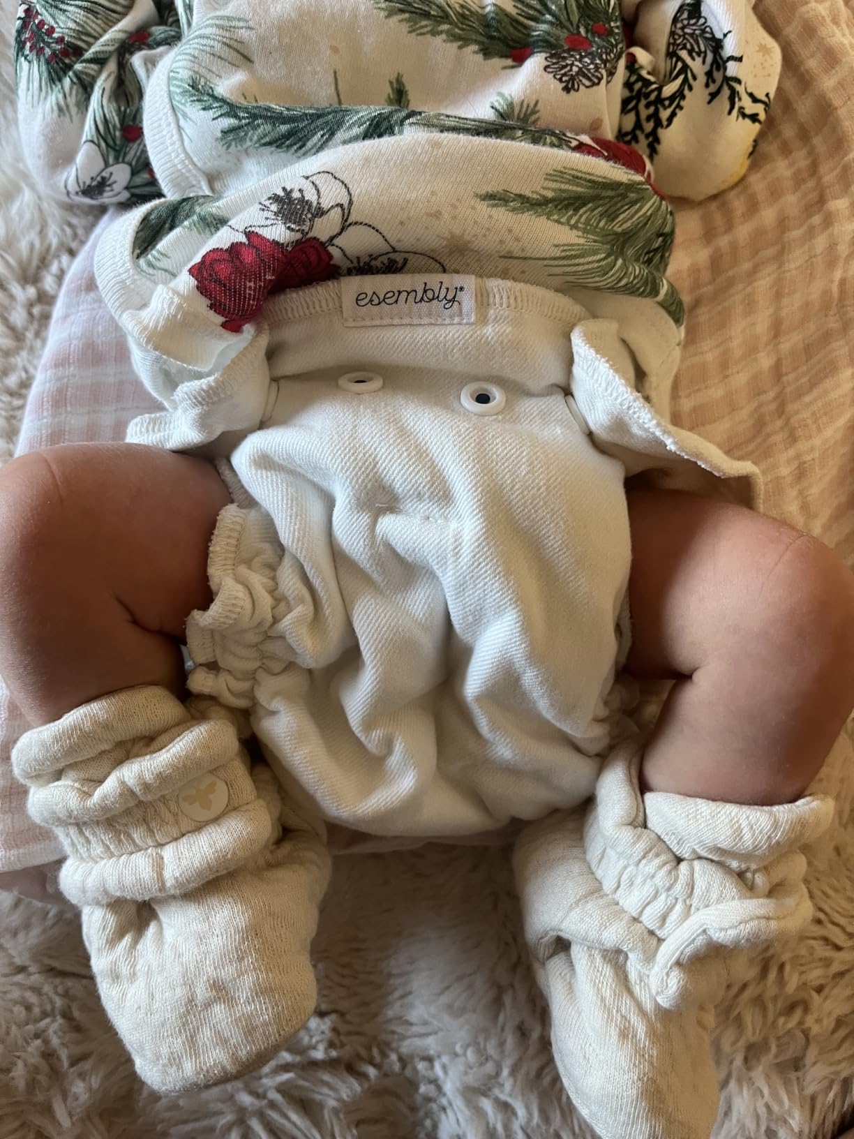 Esembly Cloth Diaper Inner - Organic Cotton Fitted Diaper - Soft, Ultra-Absorbent, Trim-Fitting Layer to Pair with Waterproof Outer for Blowout-Proof Diapering - 3-Pack, Size 1 (7-17lbs) customer photo 2