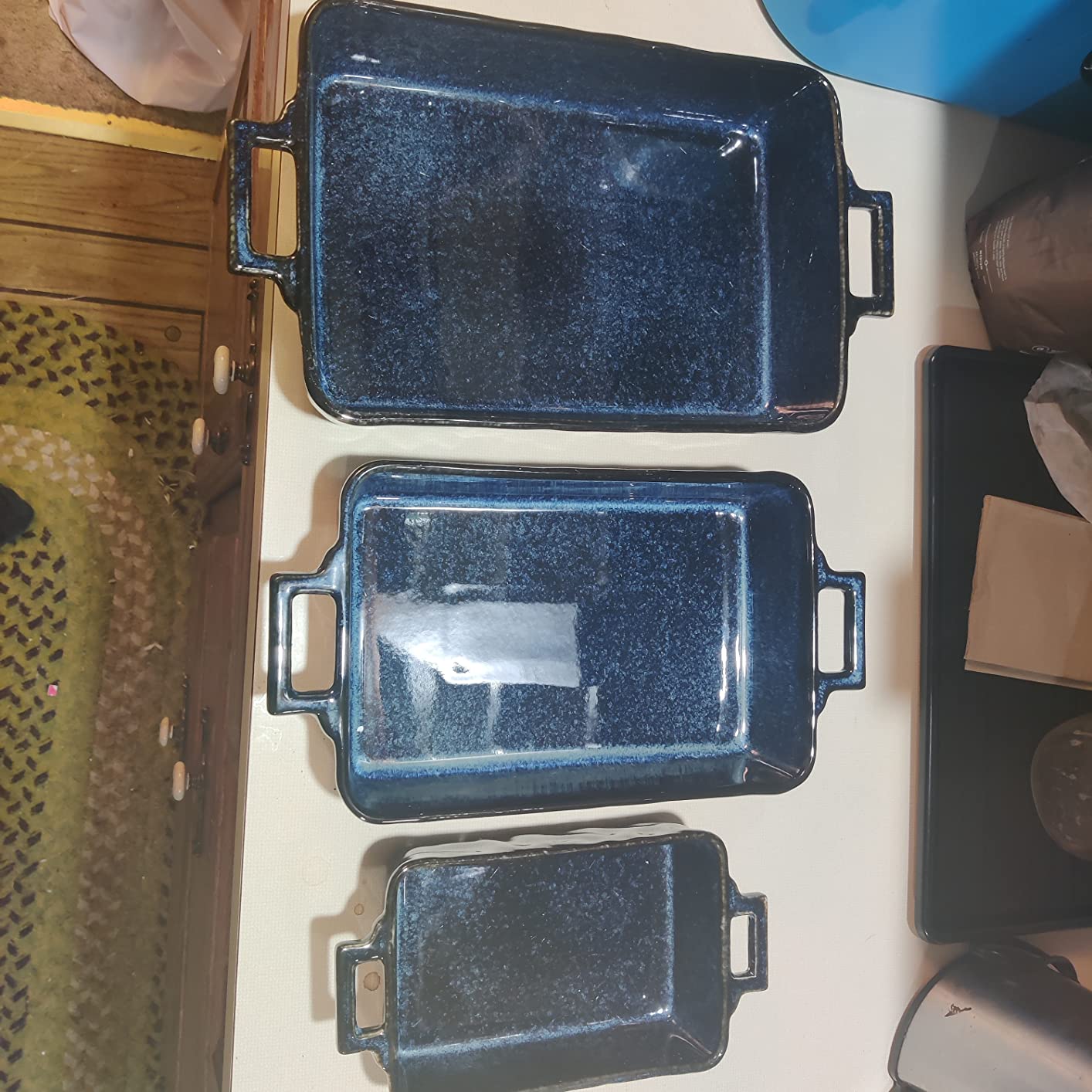 VICRAYS Ceramic Bakeware Set, Porcelain Rectangular Lasagna Pans Casserole Dish Set for Baking, Cooking, Kitchen, Cake Dinner, Banquet and Daily Use, 3 PCS, 15 x 8.5 Inches(Blue) customer photo 1