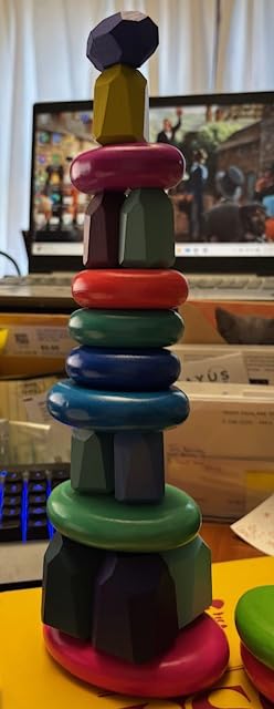 OESSUF Extra-Large Stacking Rocks for Toddlers 1-3, 16 PCS Wooden Montessori Toys, Safe Smooth Jumbo Balancing Stones for Open-Ended Sensory Play, STEM Building Blocks customer photo 1