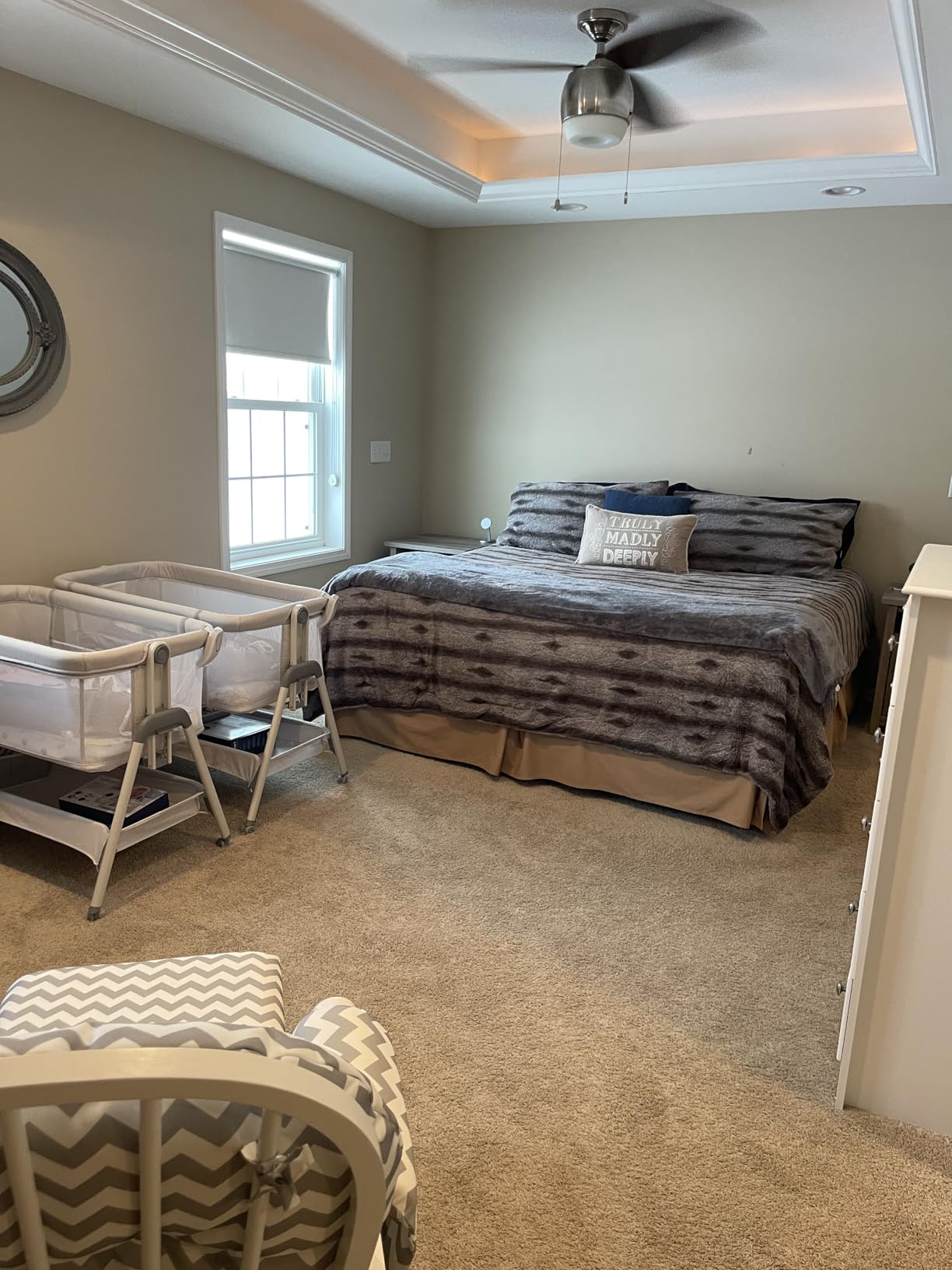 ANGELBLISS Baby Bassinet Bedside Sleeper, Easy Folding Portable Bassinet for Baby with Wheels, Adjustable Height, Included Mattress (Beige) customer photo 2