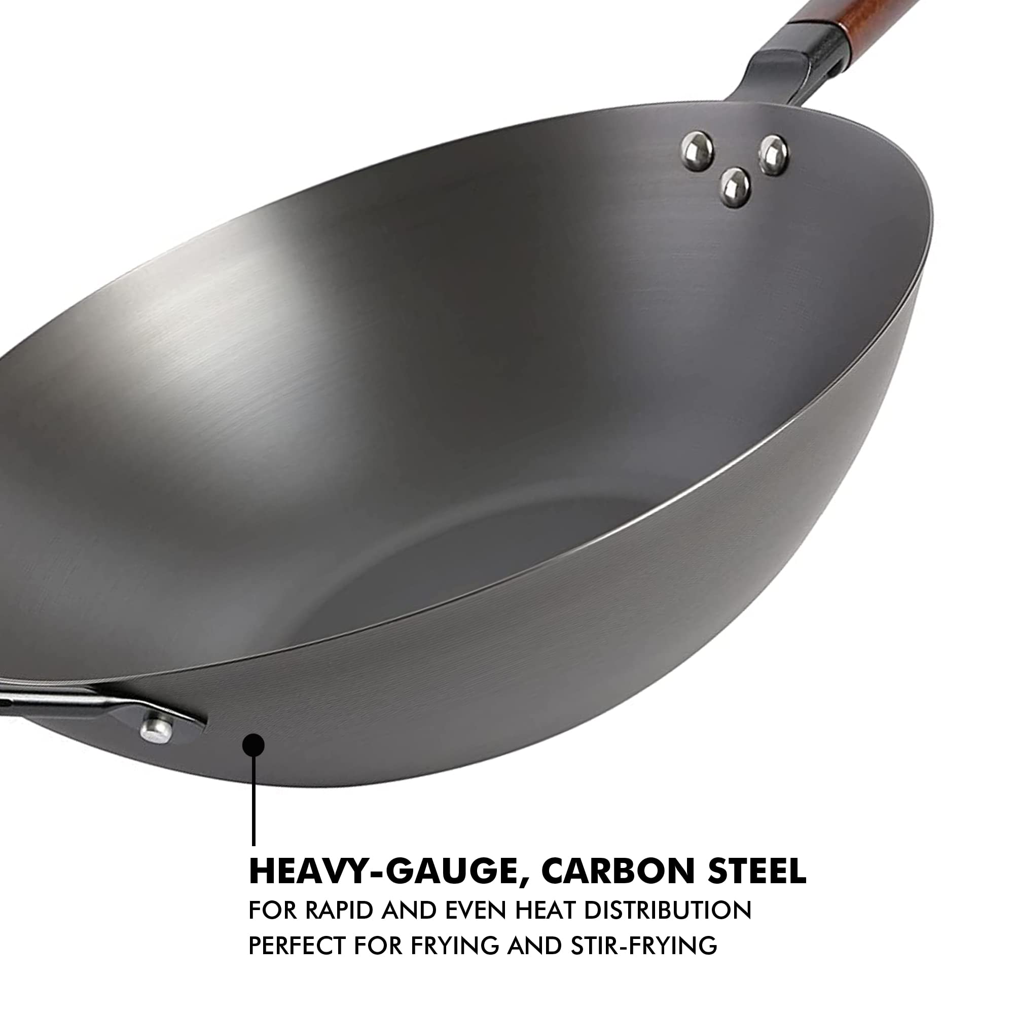 Babish Carbon Steel Wok 14 Inch Flat Bottom Stir Fry Pan Durable Heavy Duty Cookware for High Heat Cooking Stir Fry Sautéing Frying Compatible with Gas Electric and Induction Stovetops customer photo 2
