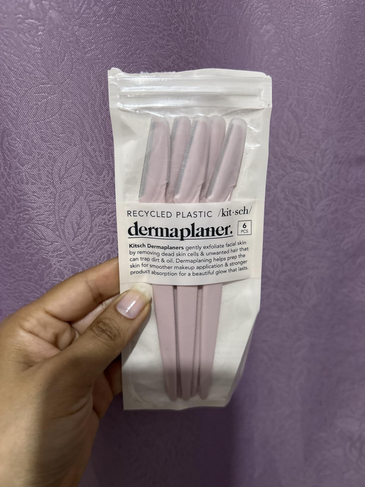 Kitsch Dermaplane Razor for Women Face, 12 pcs - Blush customer photo 2