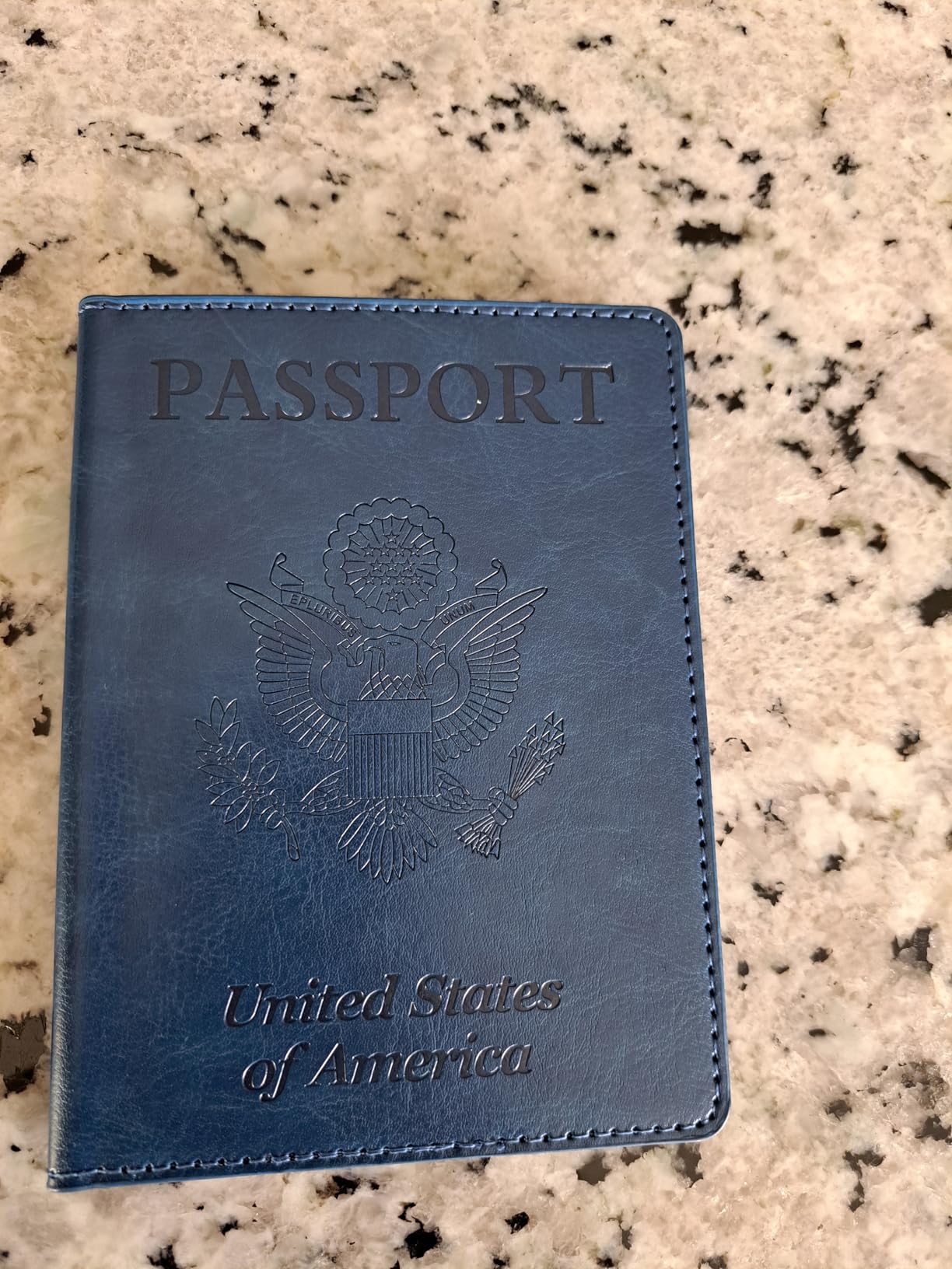 Passport Holder Cover Wallet Case RFID Blocking Leather Card Slot Travel Accessories Documents Organizer Protector for Women Men, Navy Blue customer photo 1