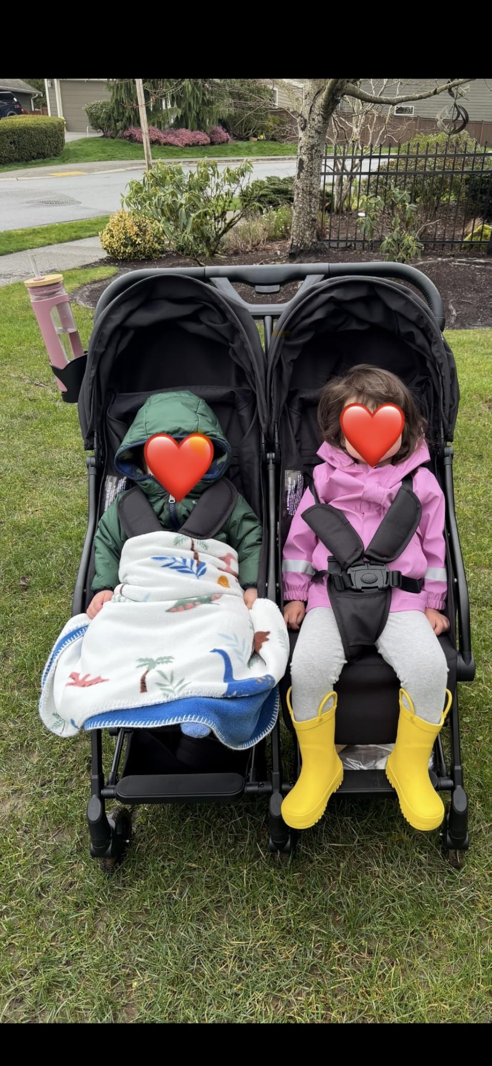 Mompush Lithe Double Stroller for Infant and Toddler, Lightweight Side by Side Twin Stroller, Only 25 lbs, 30-Inch Slim Fit Through Doorways, One-Step Fold, Independent Recline, UPF 50+ Canopy customer photo 1