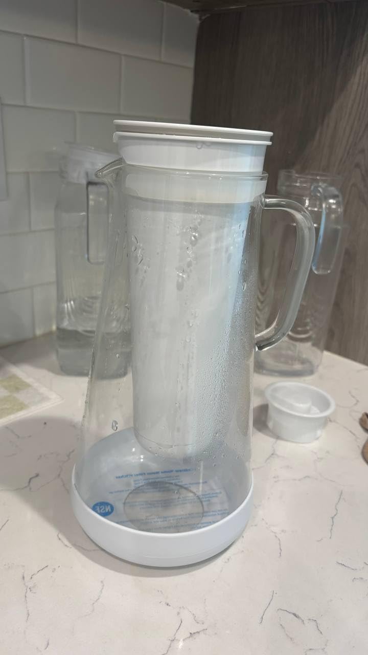 LifeStraw Home - Water Filter Pitcher, 7-Cup, Glass with Silicone Base, White, for Everyday Protection Against Bacteria, Parasites, Microplastics, Lead, Mercury, PFAS and a Variety of Chemicals customer photo 2